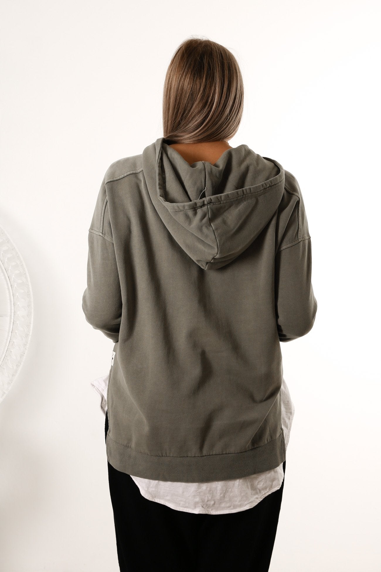 Fundamental Split Hoody Washed Khaki