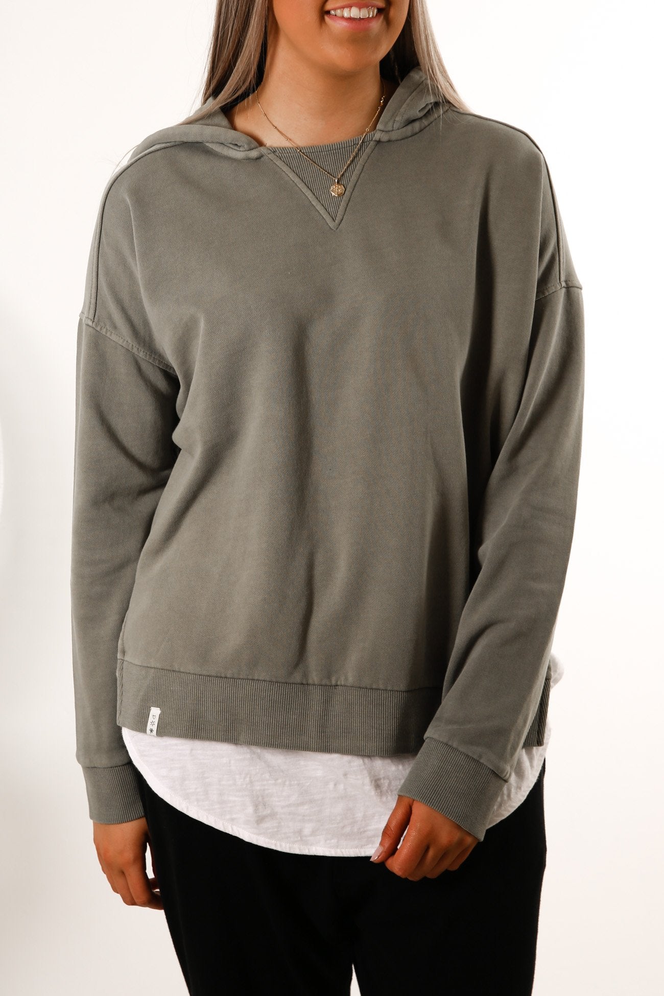 Fundamental Split Hoody Washed Khaki