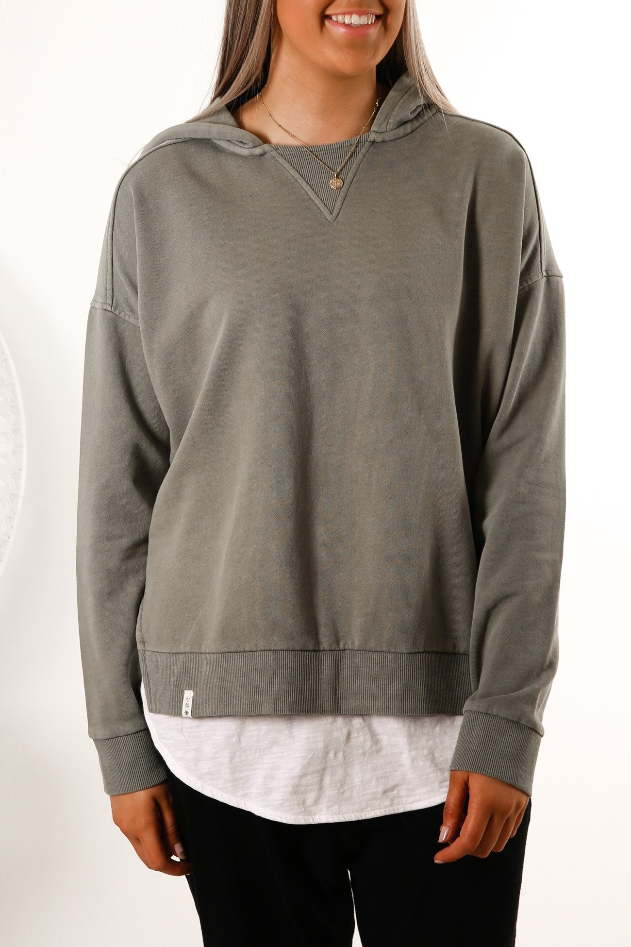 Fundamental Split Hoody Washed Khaki