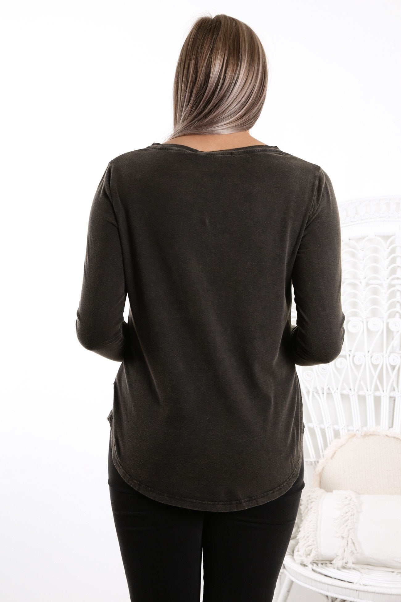 Kara Long Sleeve Tee Washed Black