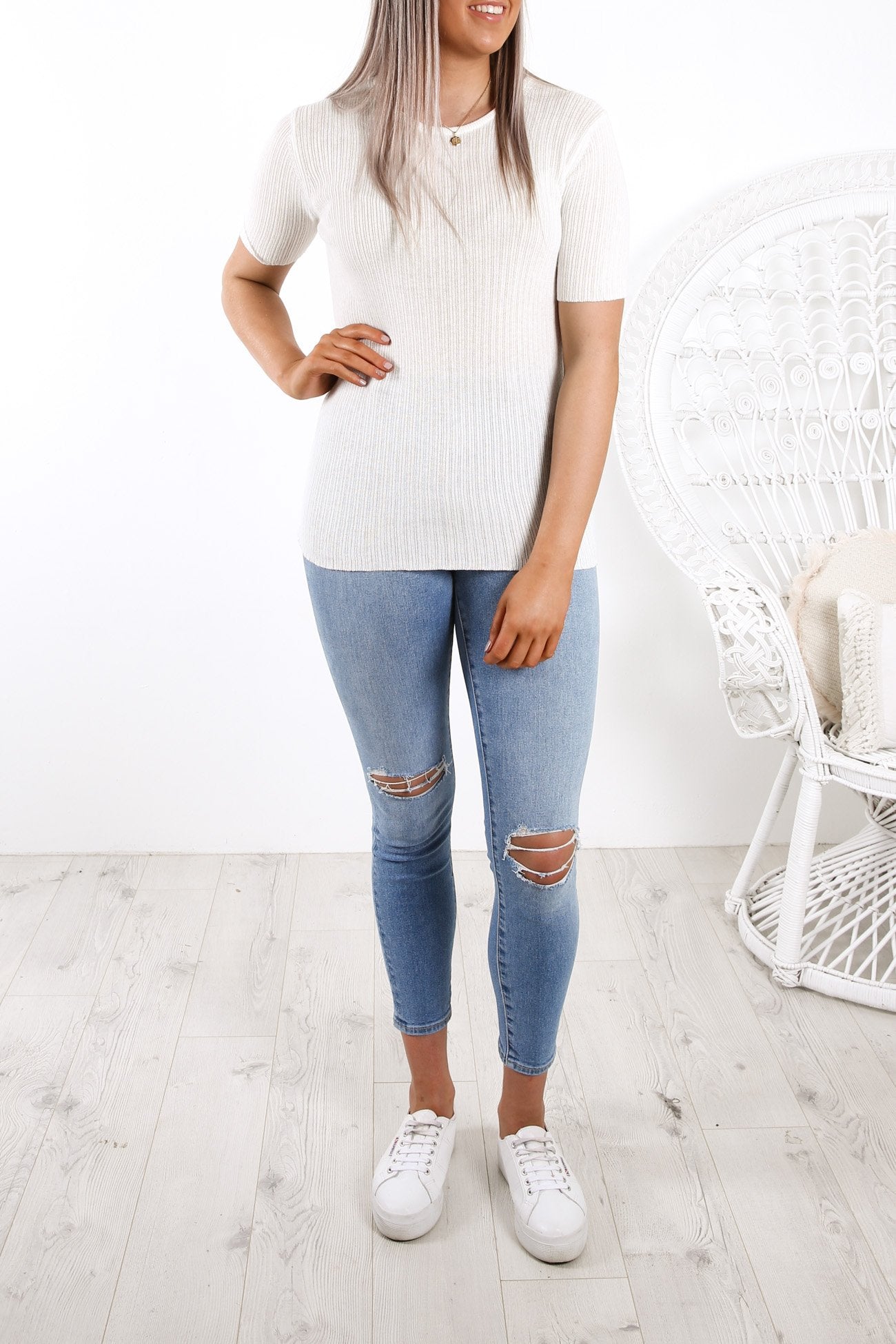 Remi Knitted Tee White