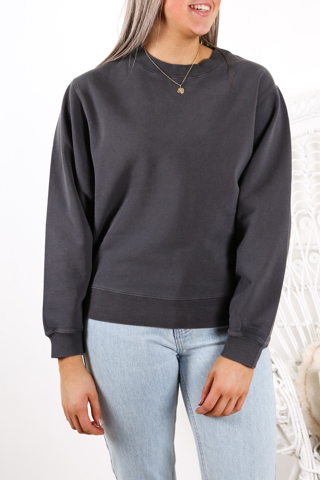 Ria Lounge Sweat Top Charcoal