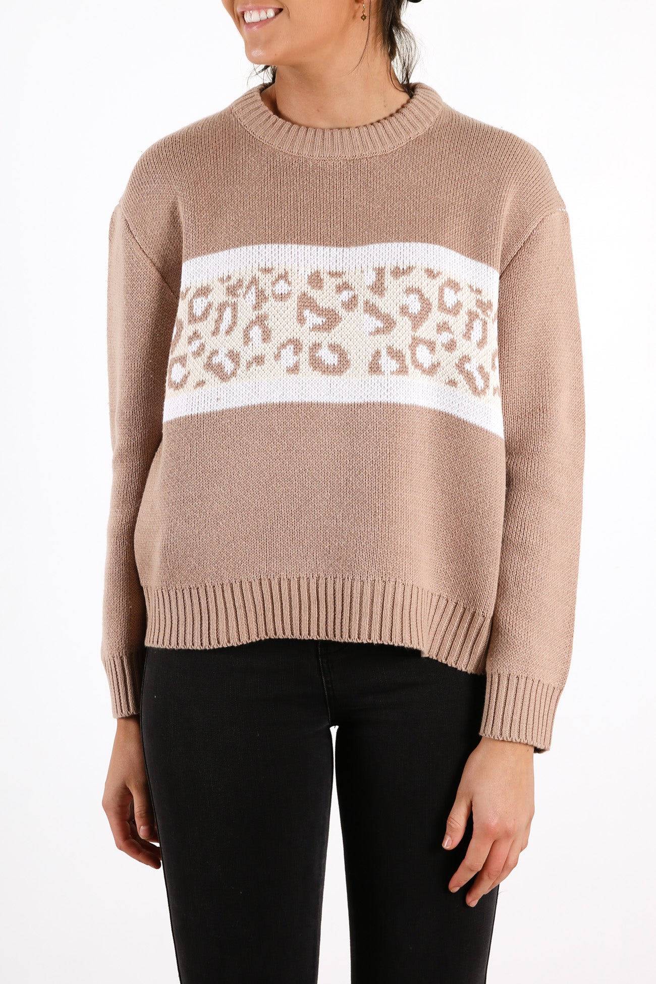 Reputation Knit Crew Brown