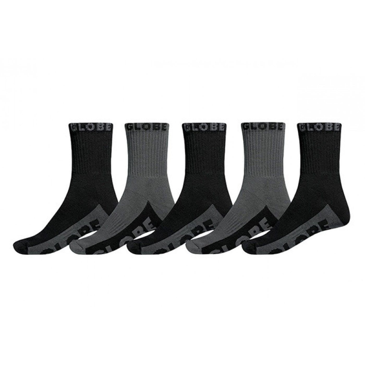 Crew Sock 5 Pack Black Grey