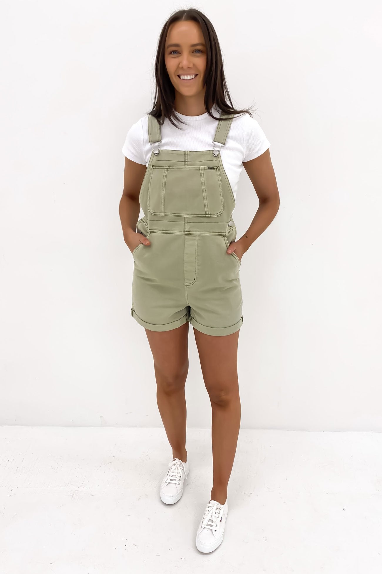 90s Dungaree Short Faded Thyme