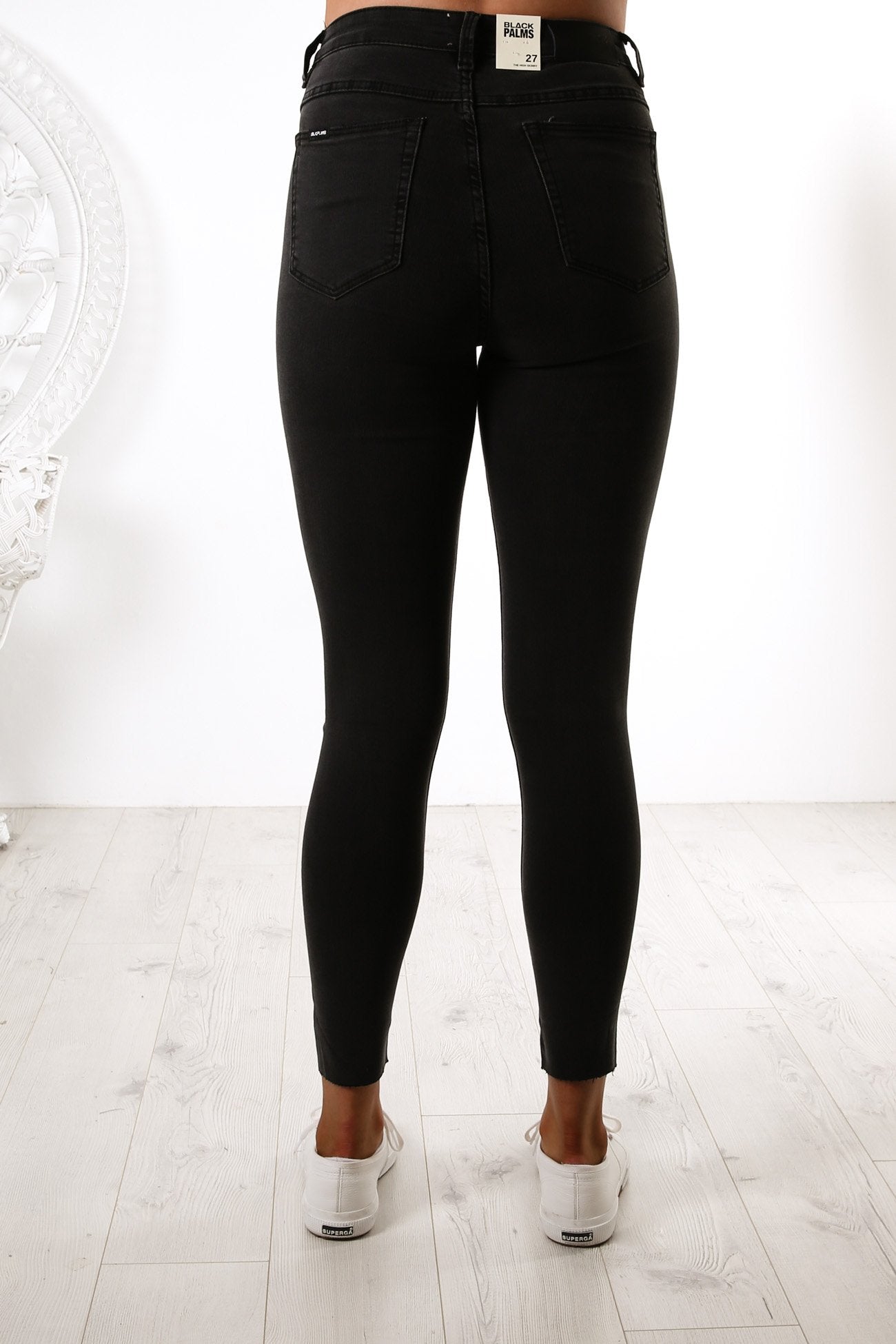 Super High Waisted Skinny Jean Washed Black