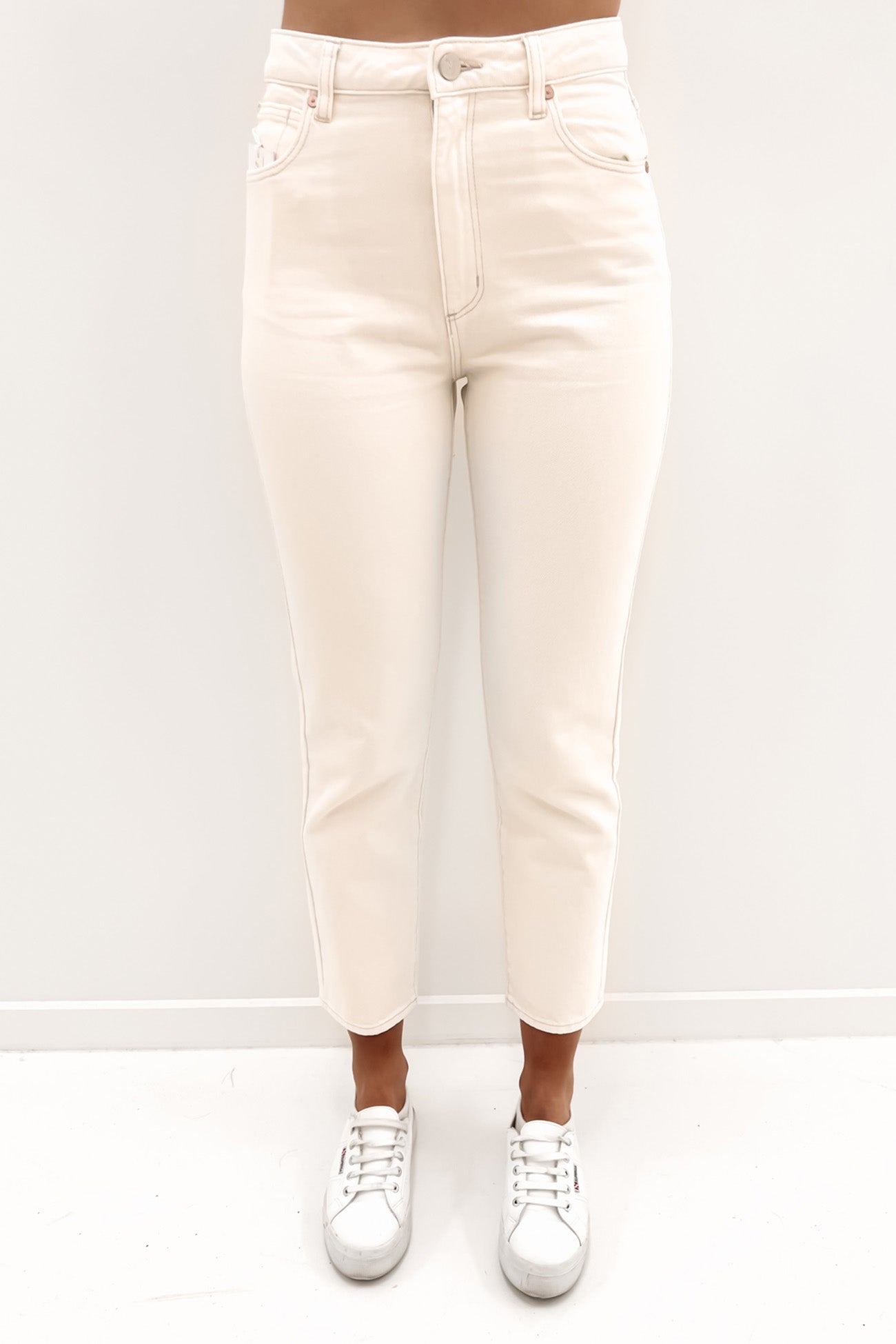 A 94 High Slim Jean Stone White