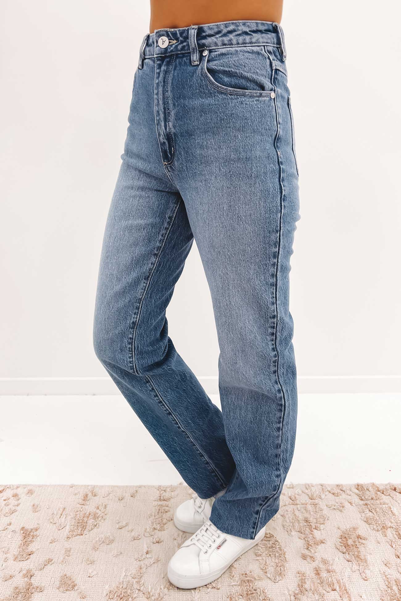 A 94 High Straight Jean Lexi Mid Blue