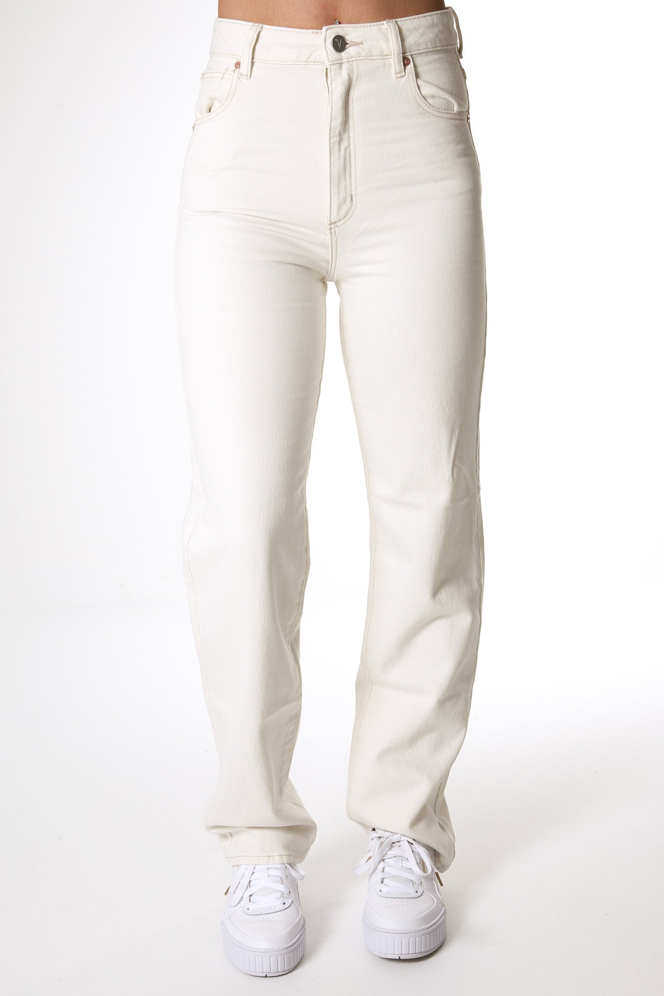 A 94 High Straight Jean Stone White