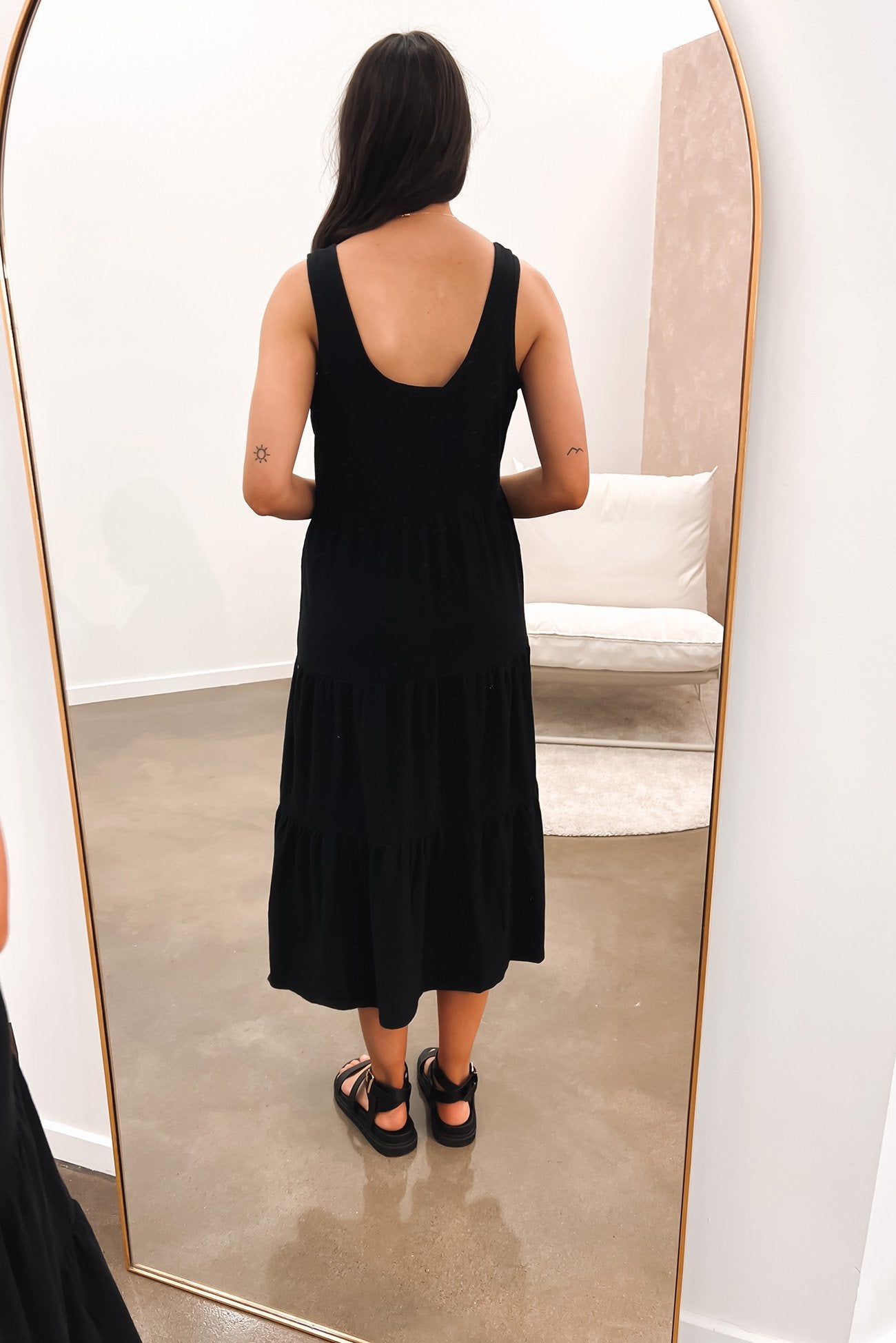 AAE Linen Midi Dress Black