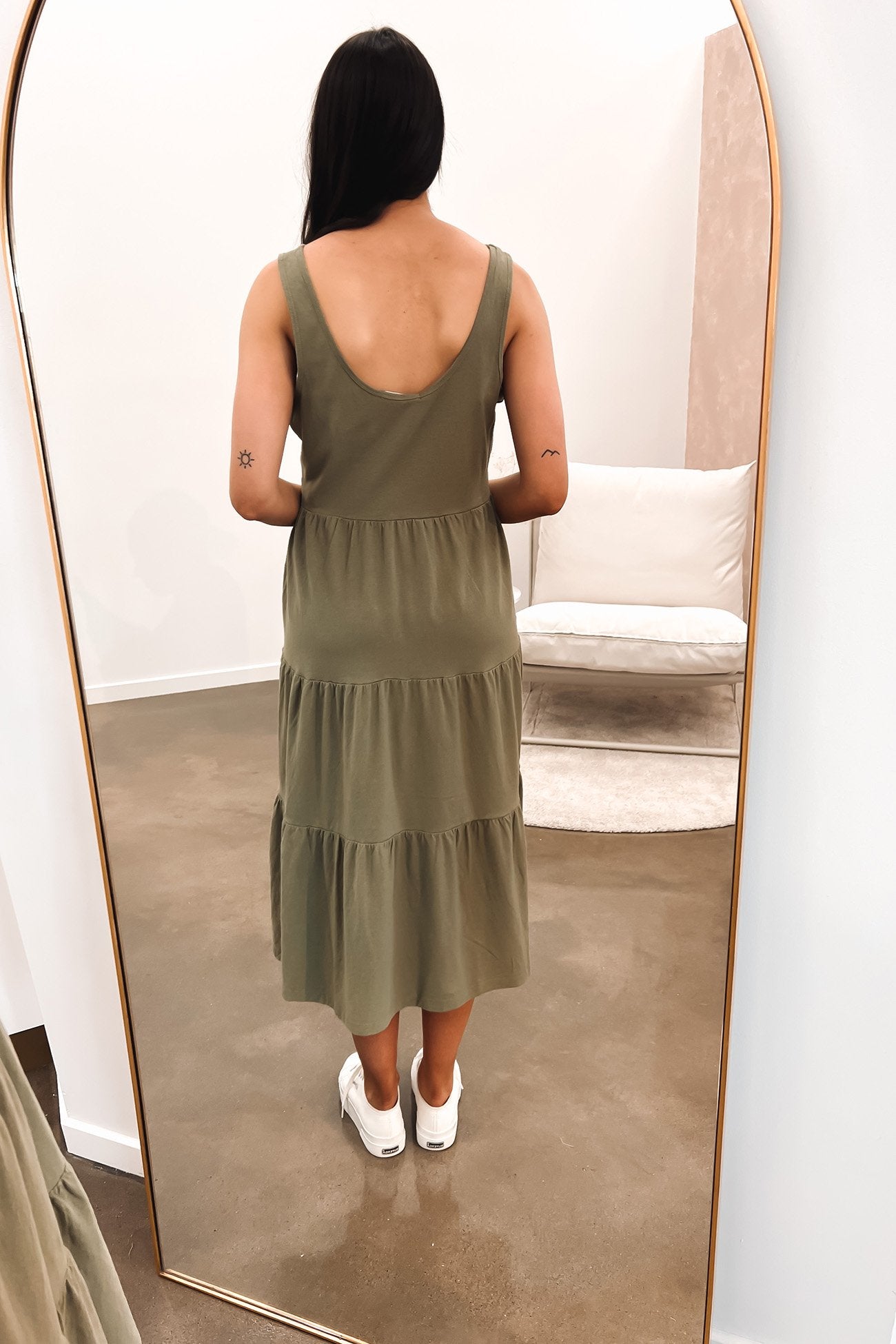 AAE Linen Midi Dress Khaki