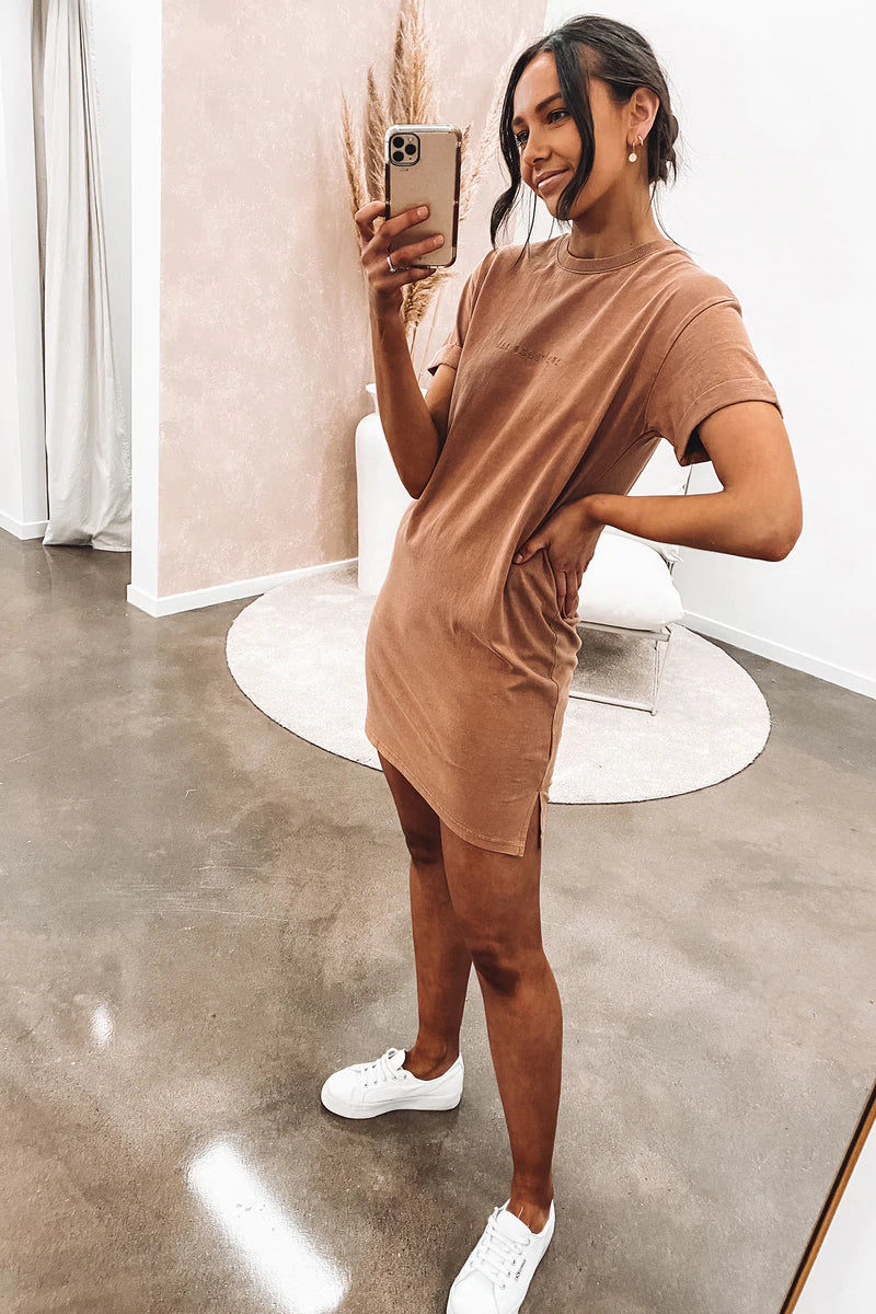 AAE Washed Tee Dress Tan