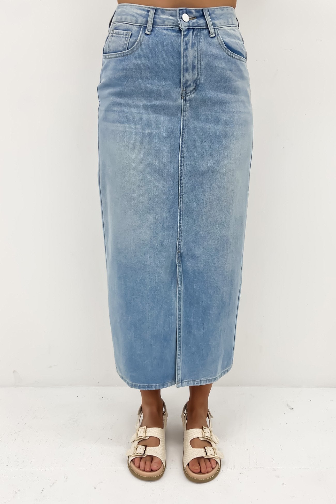 Abby Denim Midi Skirt Blue