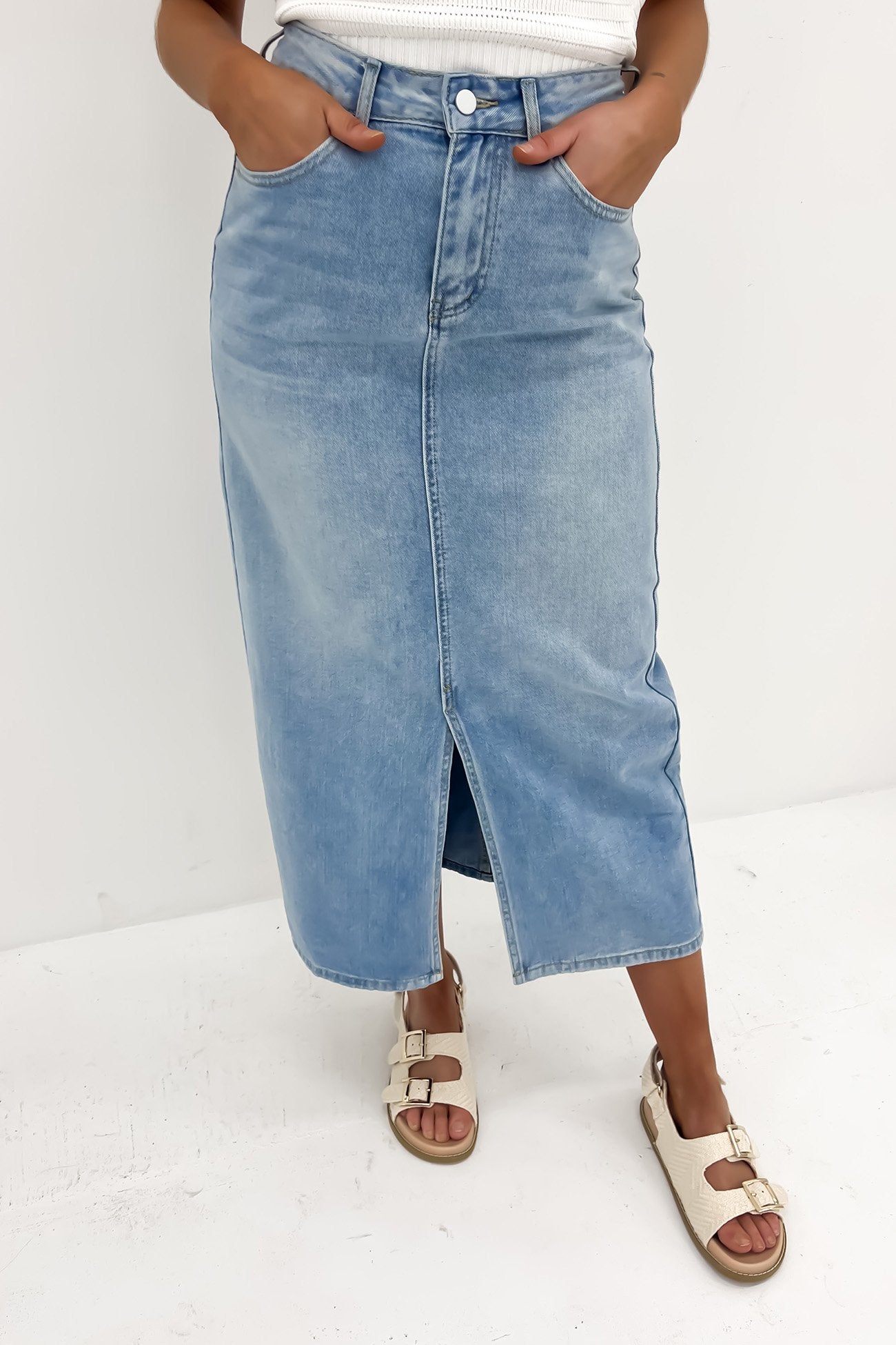 Abby Denim Midi Skirt Blue