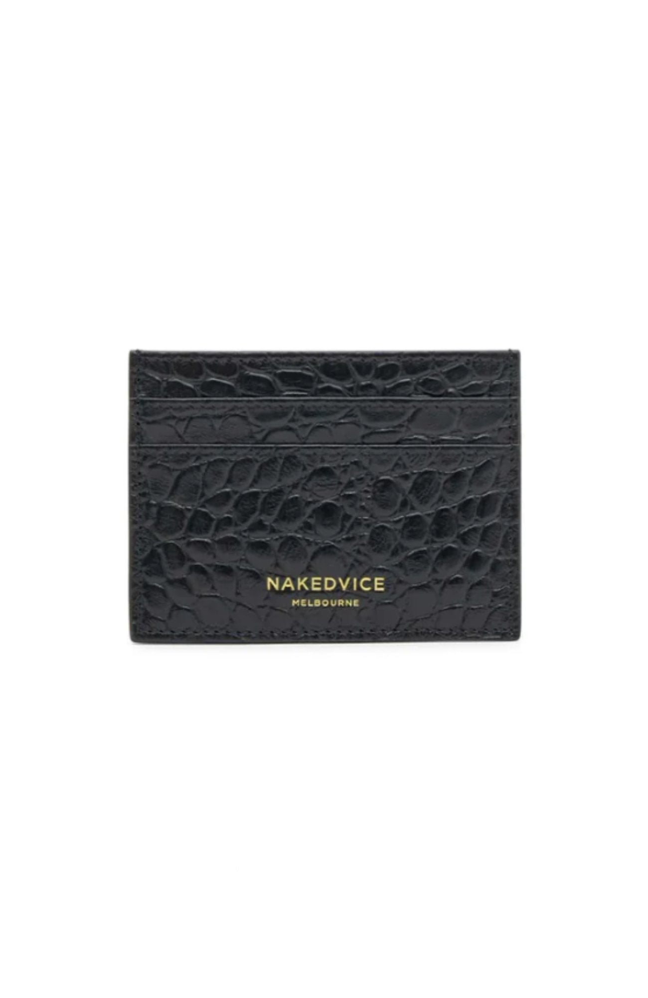 The Lola Croc Cardholder Black Gold