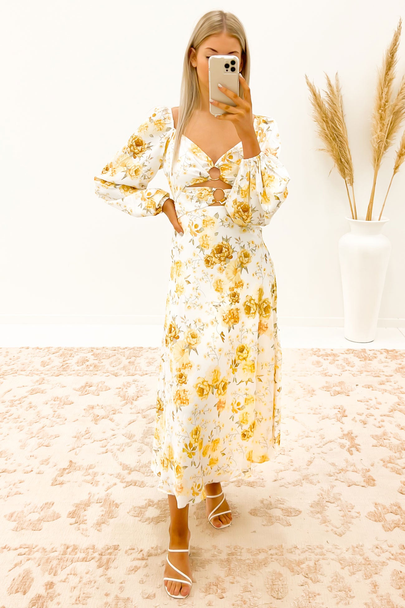 Airlie Midi Dress Floral Yellow