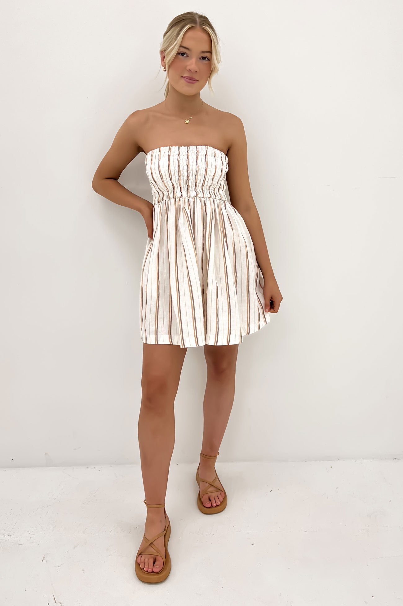 Aisha Mini Dress Amber Stripe