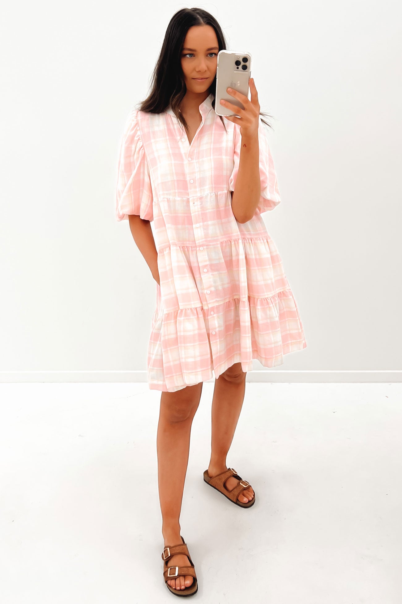 Aleah Mini Dress Pink Check