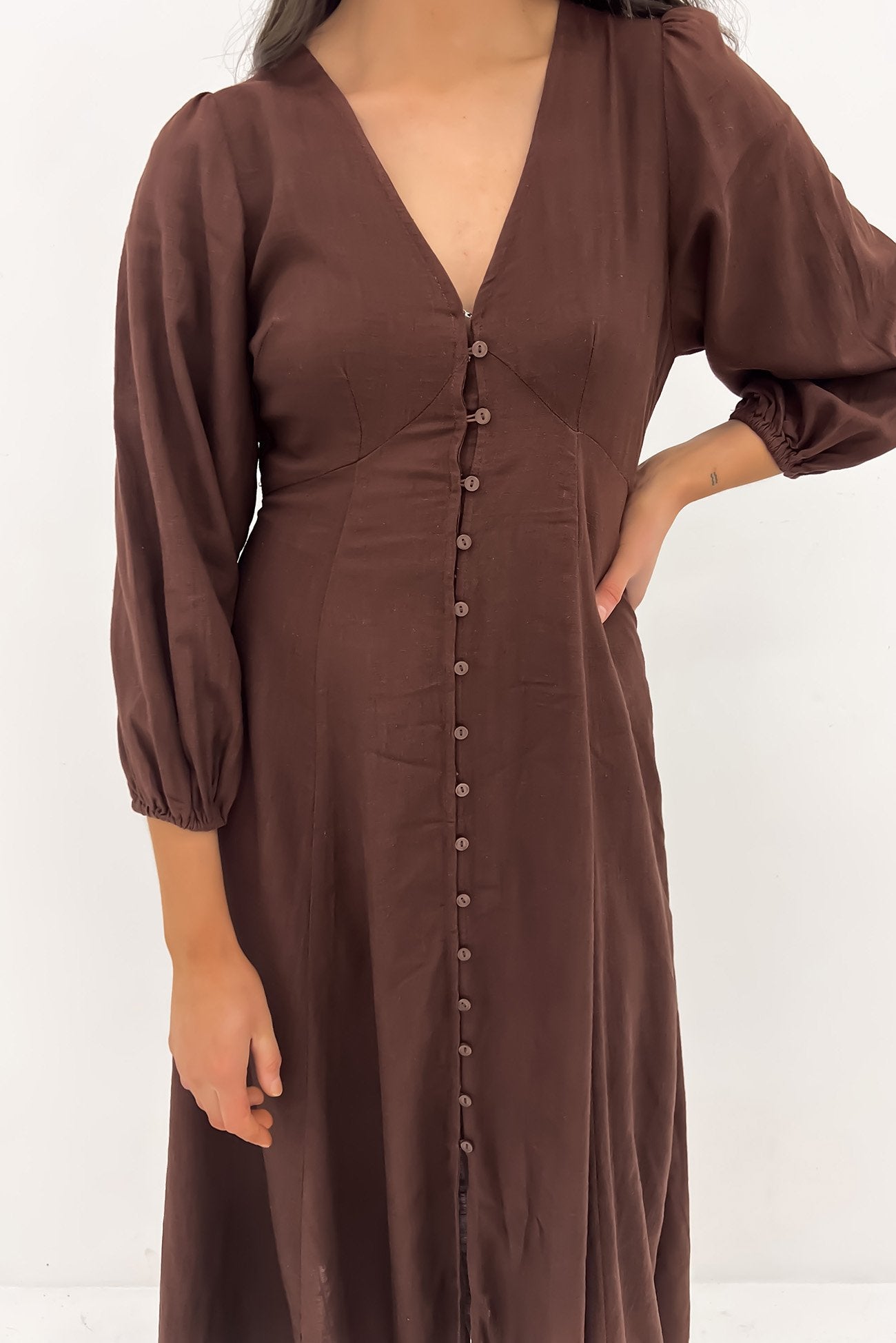 Aletta Midi Dress Chocolate