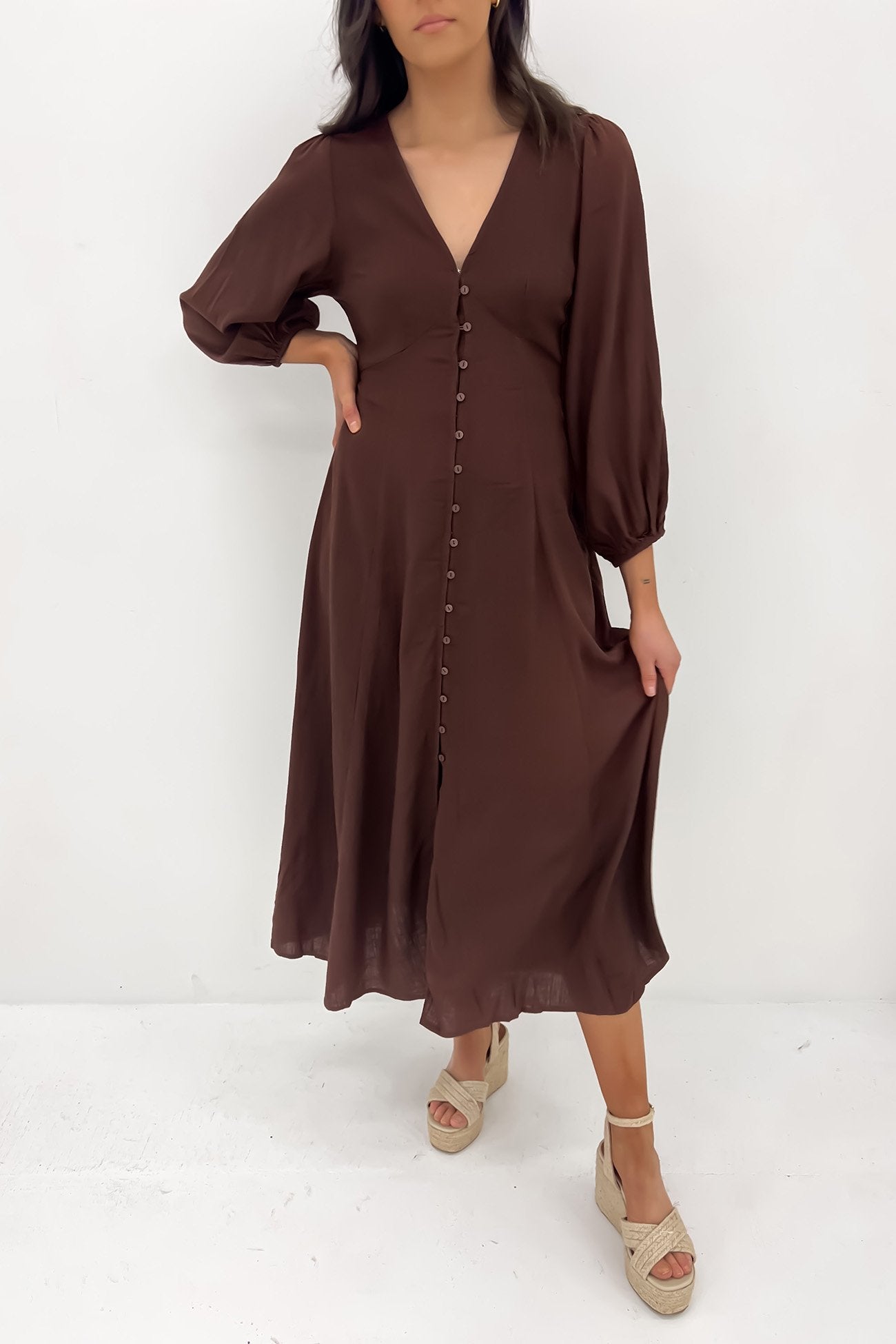 Aletta Midi Dress Chocolate