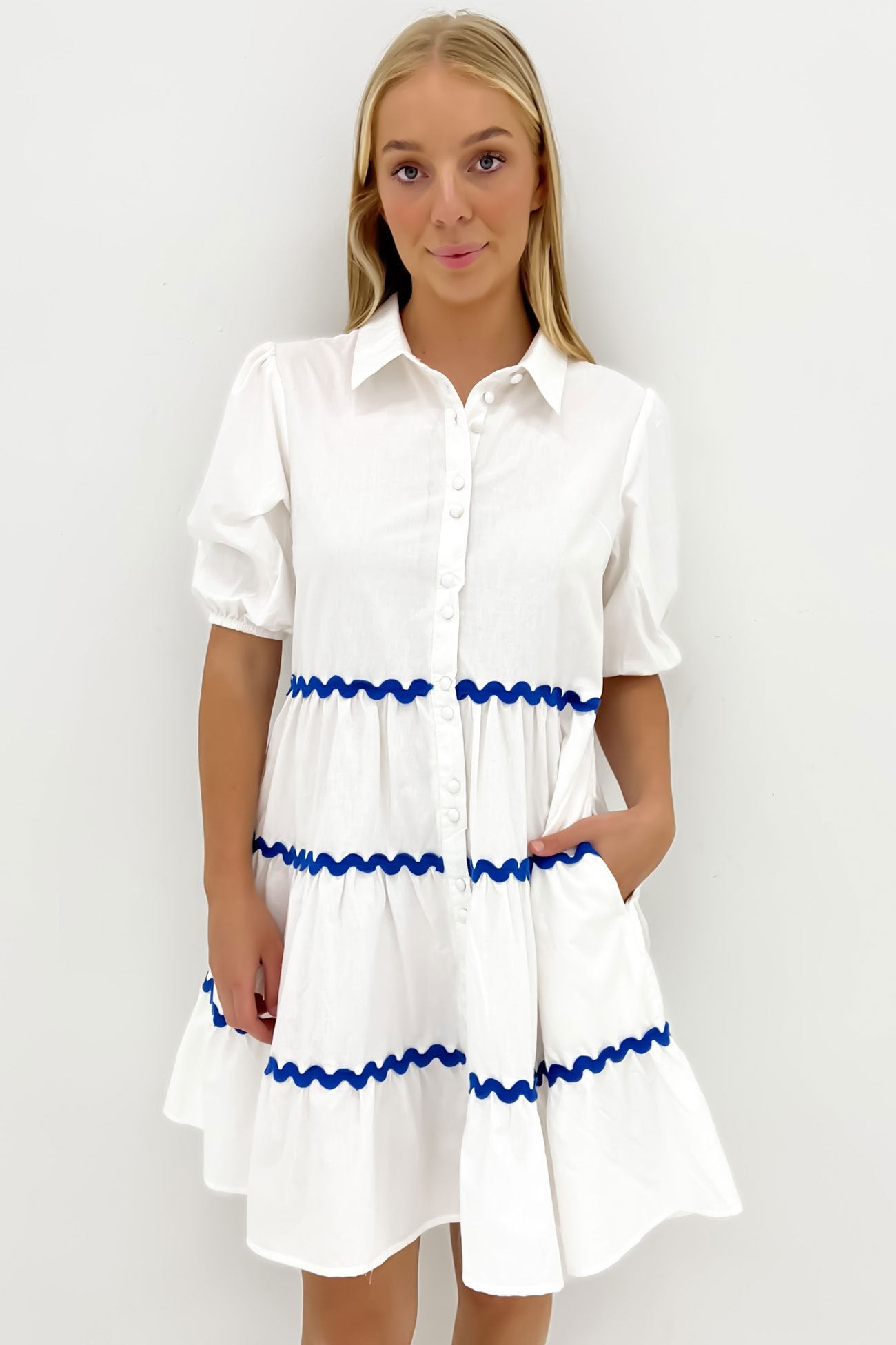 Alice Mini Dress White Blue