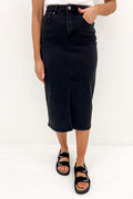 Alivia Denim Midi Skirt Dark Blue