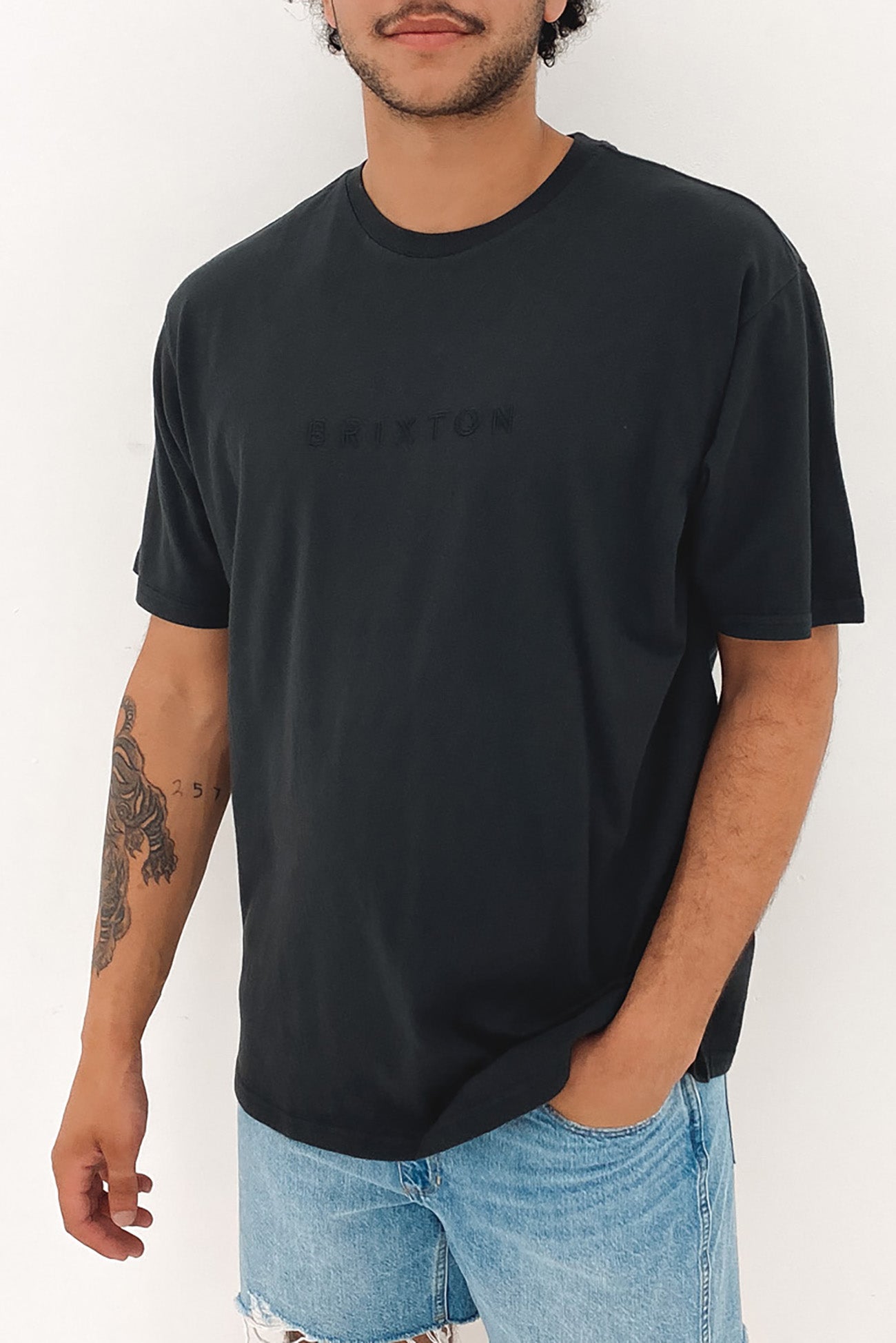 Alpha Line Short Sleeve Relaxed Tee Black Garment Dye