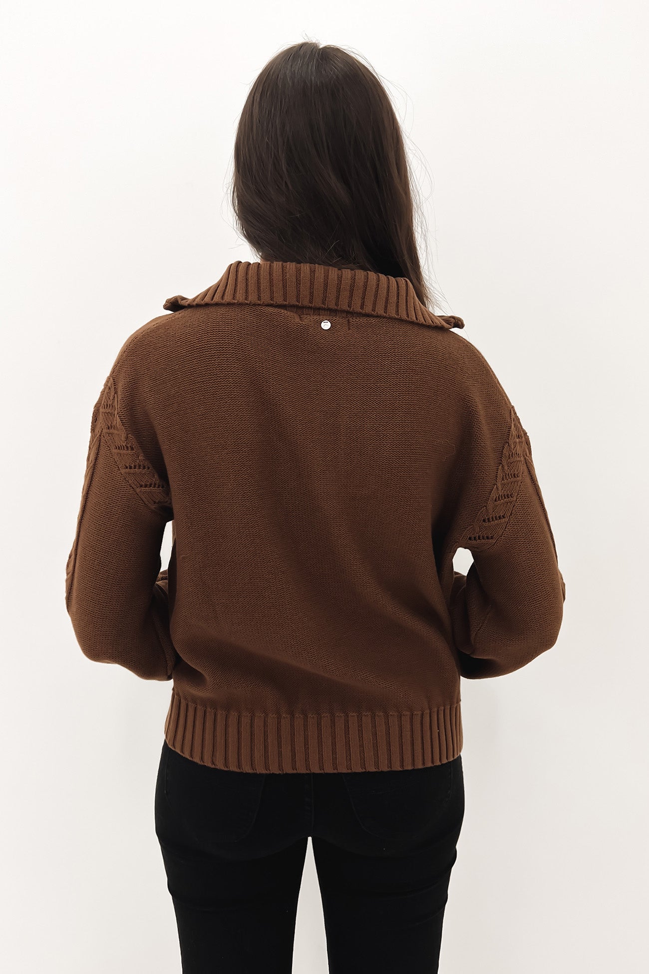 Amelie Half Zip Knit Brown