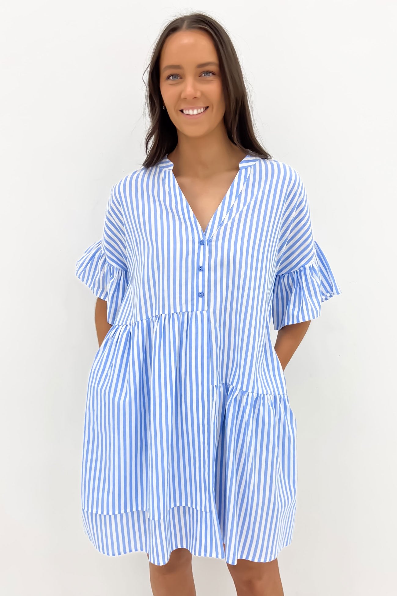 Amirah Mini Dress Blue Stripe