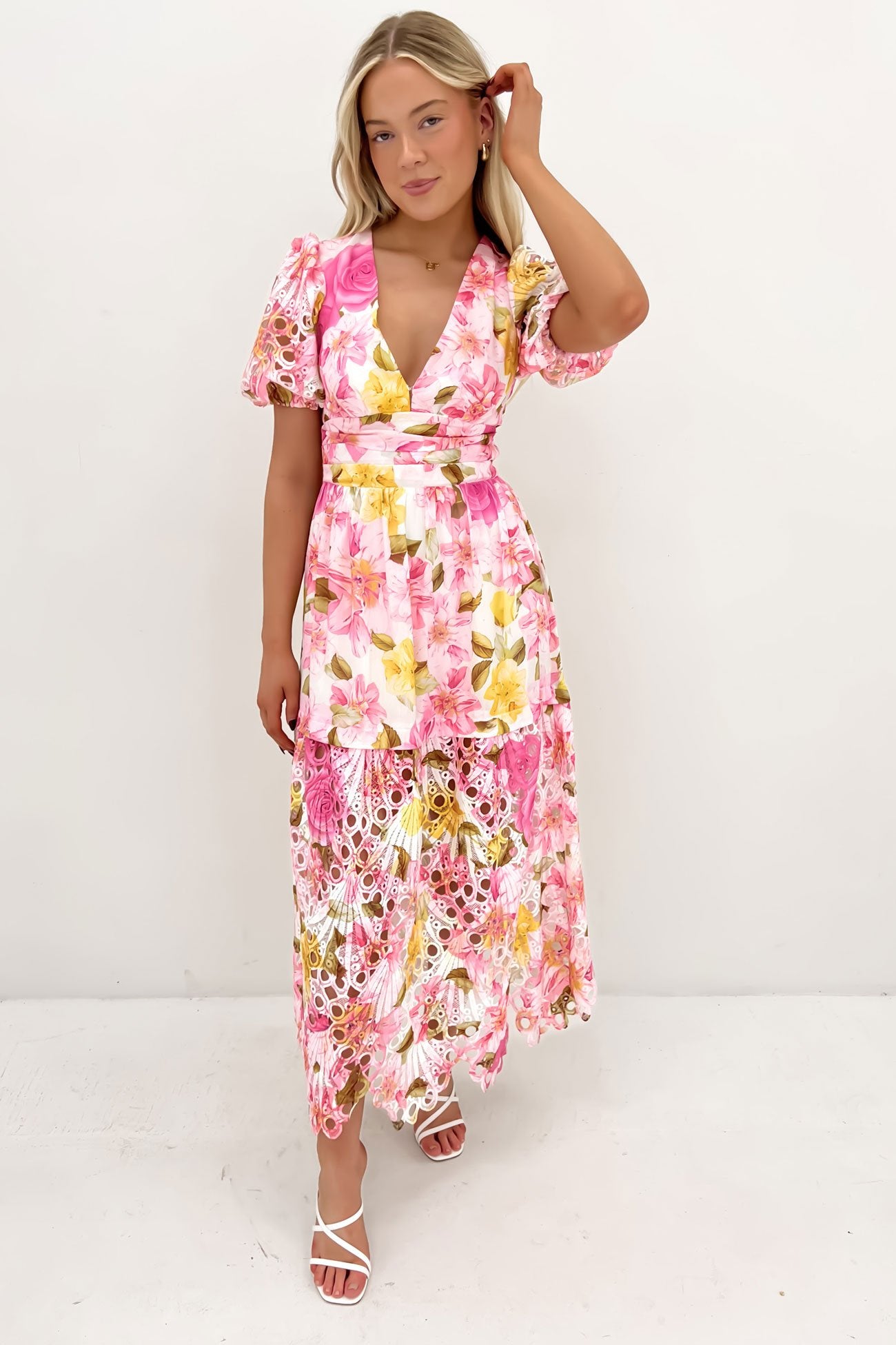 Angelicah Maxi Dress Pink Floral