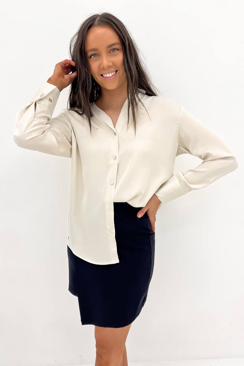 Arden Satin Shirt Champagne