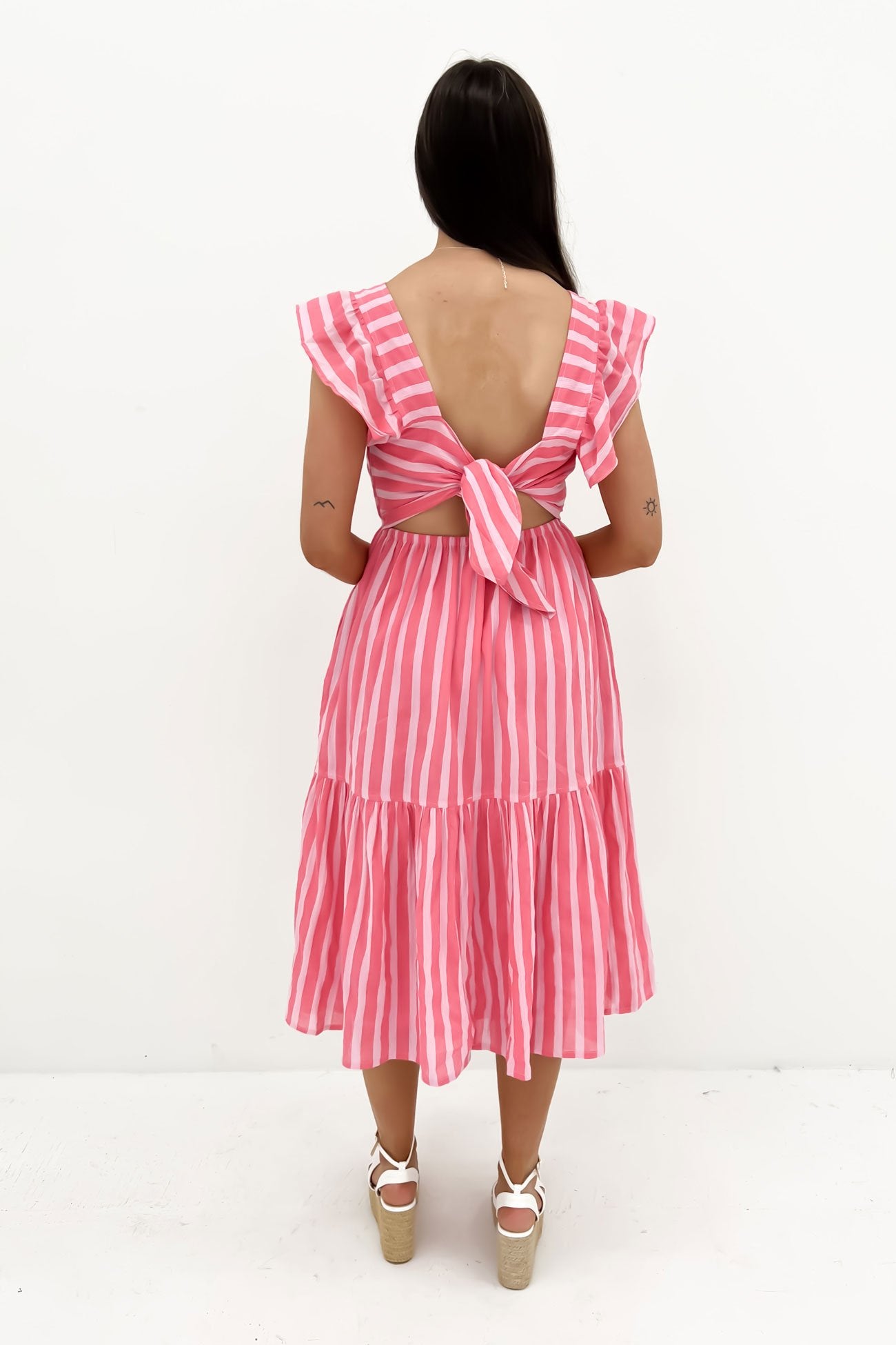 Ashley Dress Pink Punch Stripe