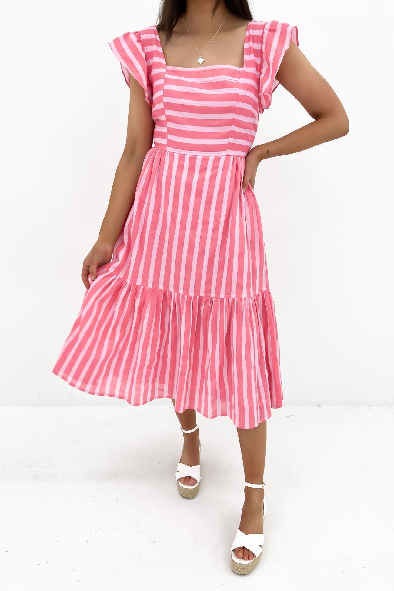 Ashley Dress Pink Punch Stripe