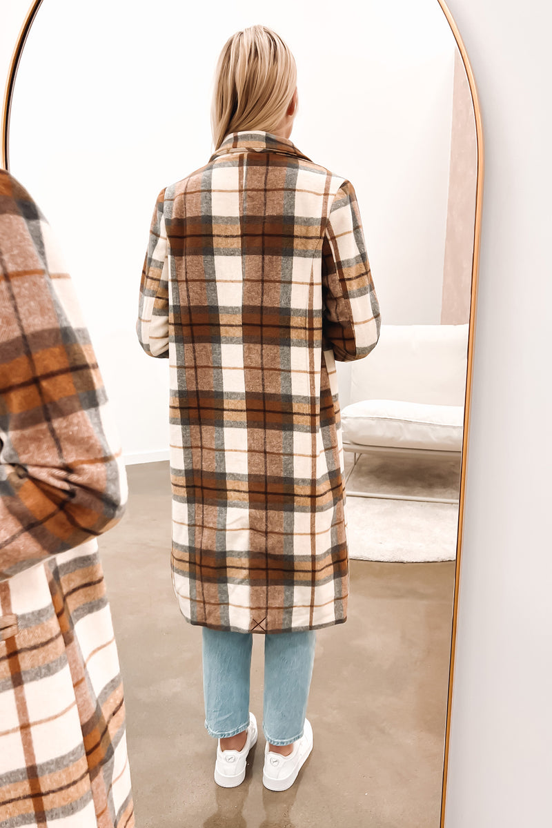 Cream check coat best sale