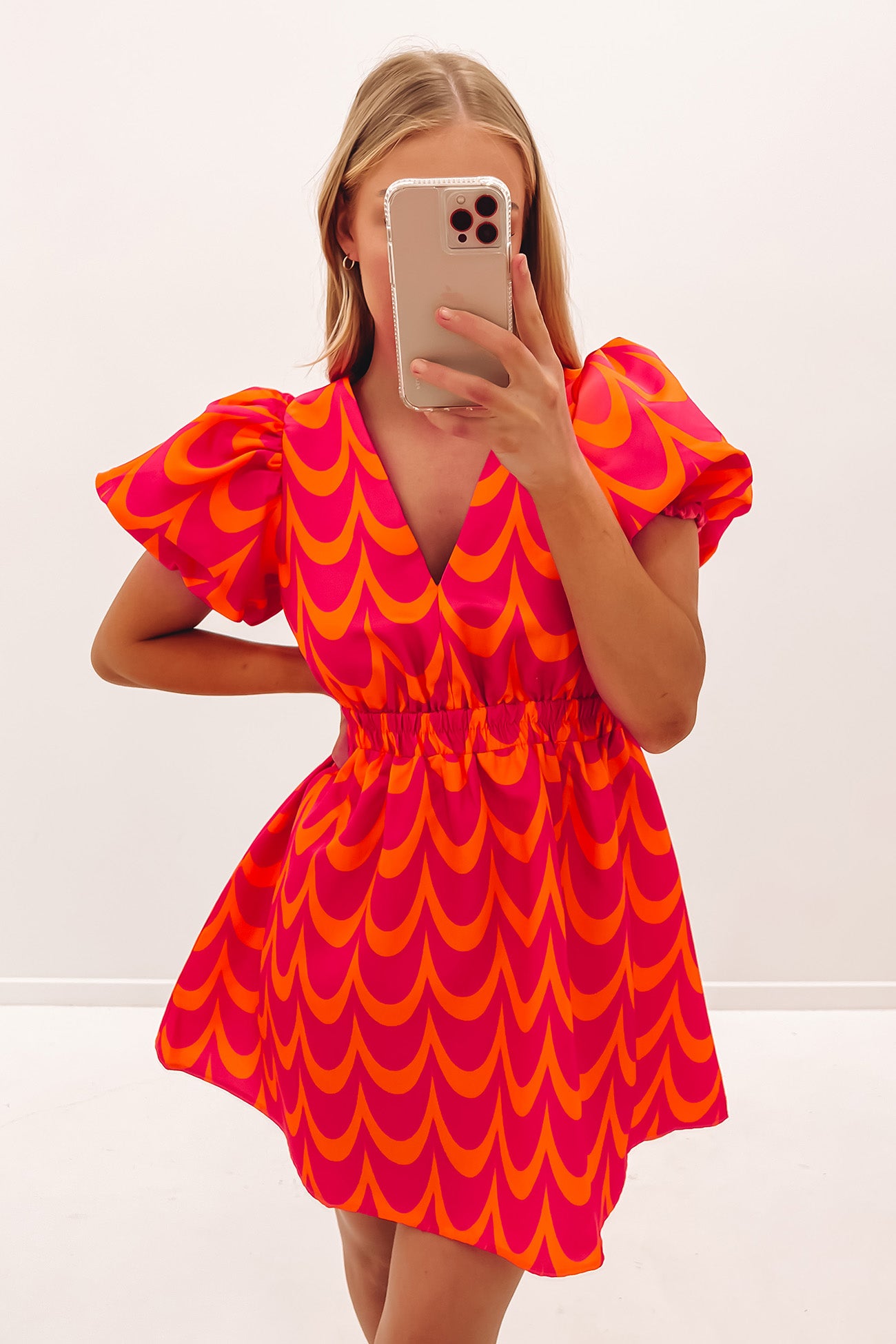 Athena Mini Dress Hot Pink Orange