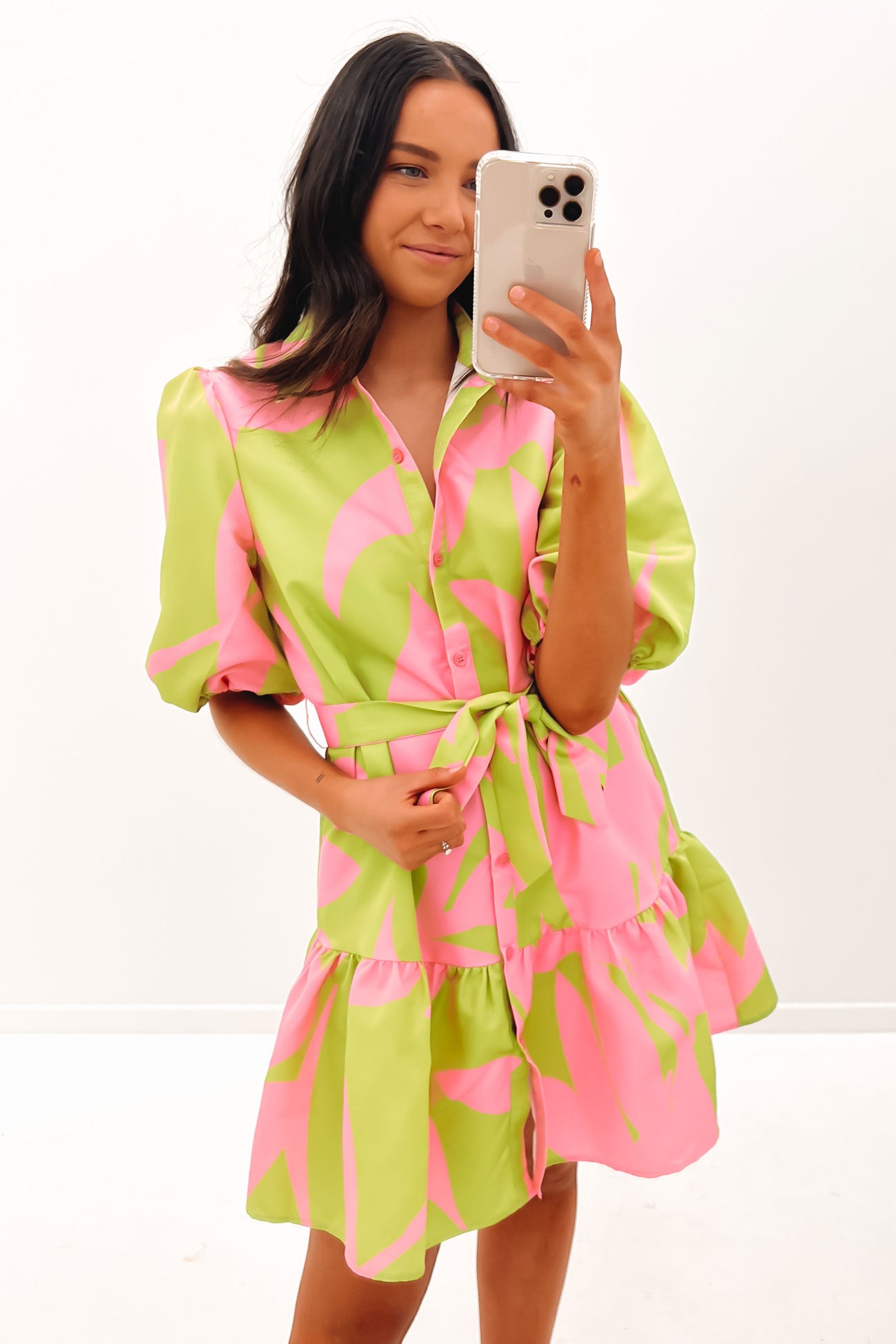 Ayden Mini Dress Green Pink