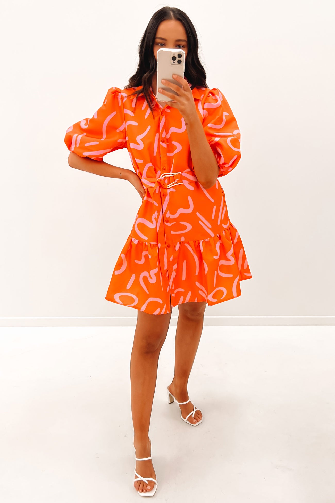 Ayden Mini Dress Orange Pink