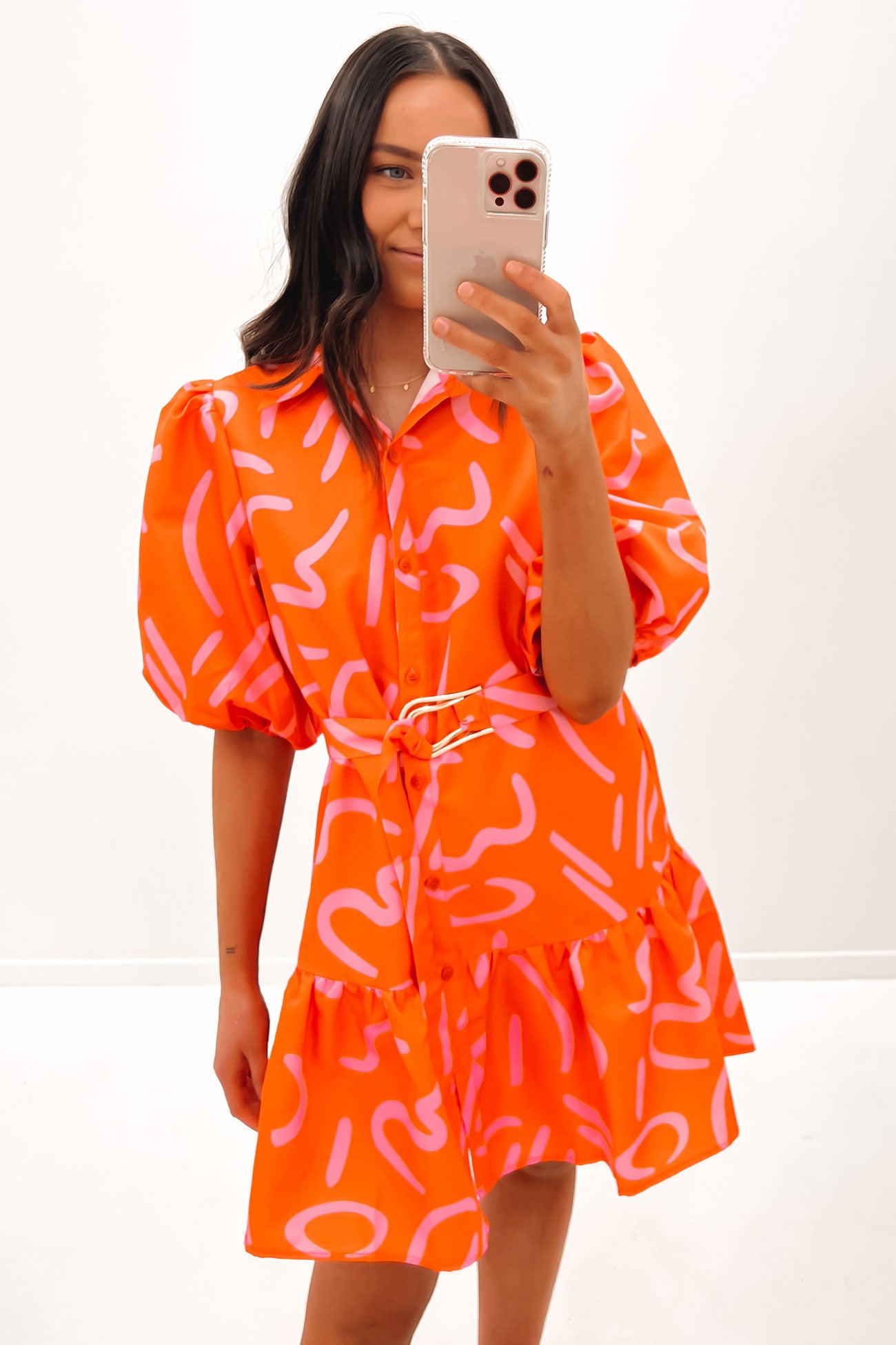 Ayden Mini Dress Orange Pink