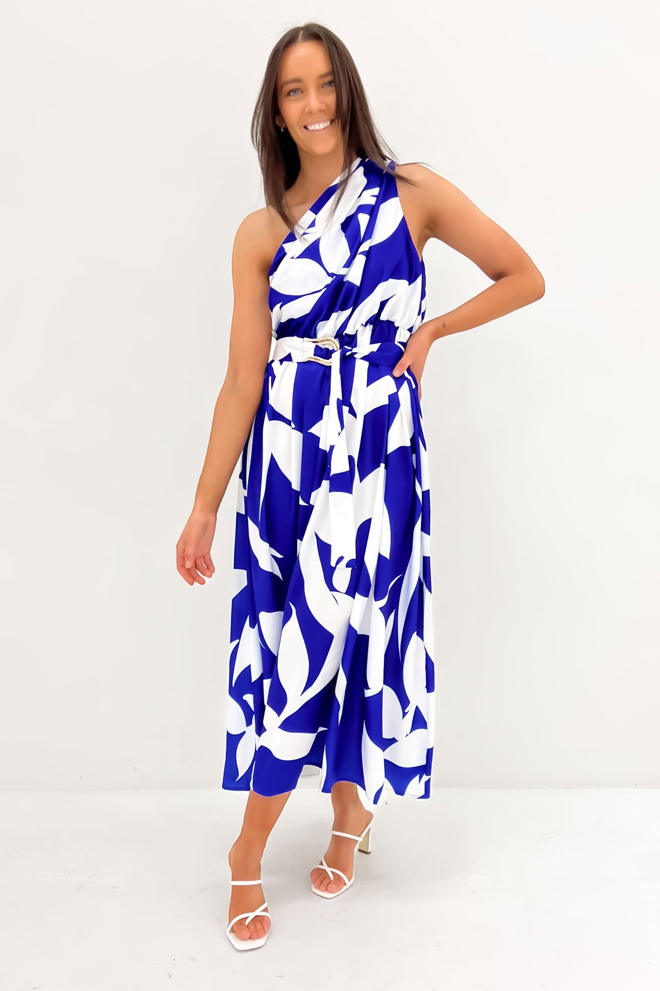 Bailee Midi Dress Blue White