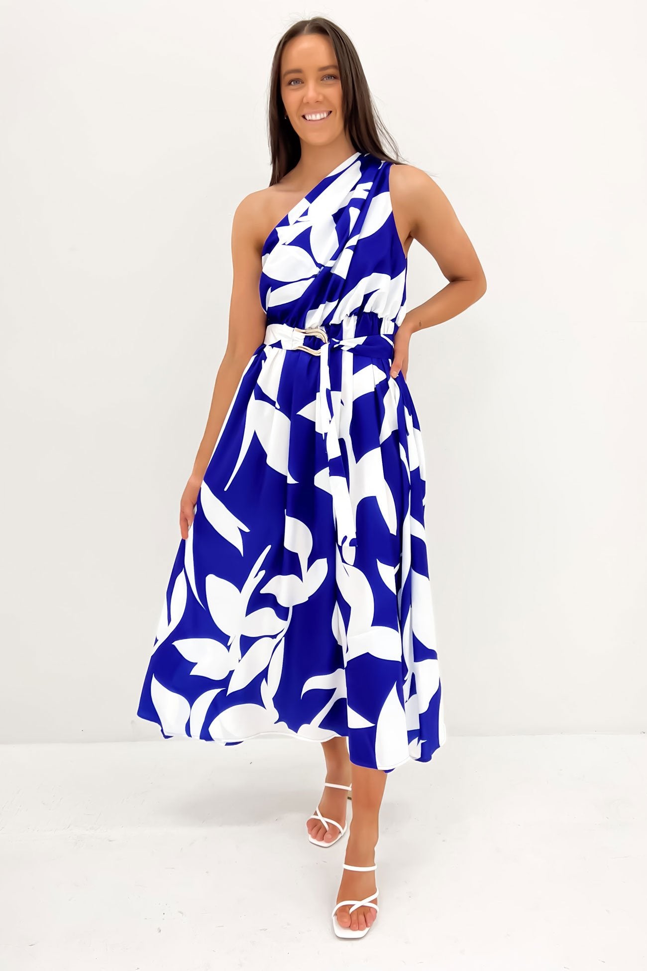 Bailee Midi Dress Blue White