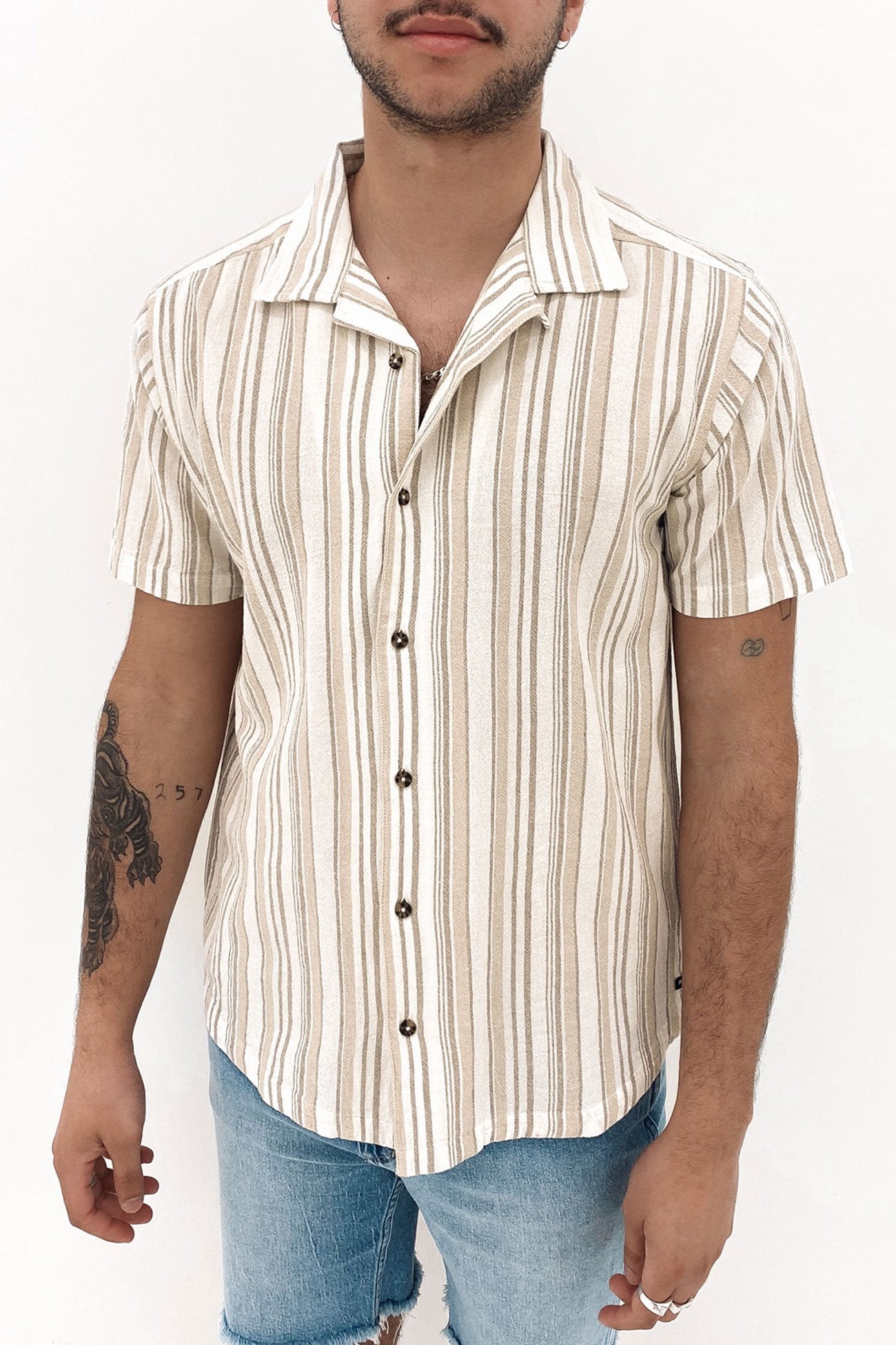 Beat Stripe Short Sleeve Shirt Natural