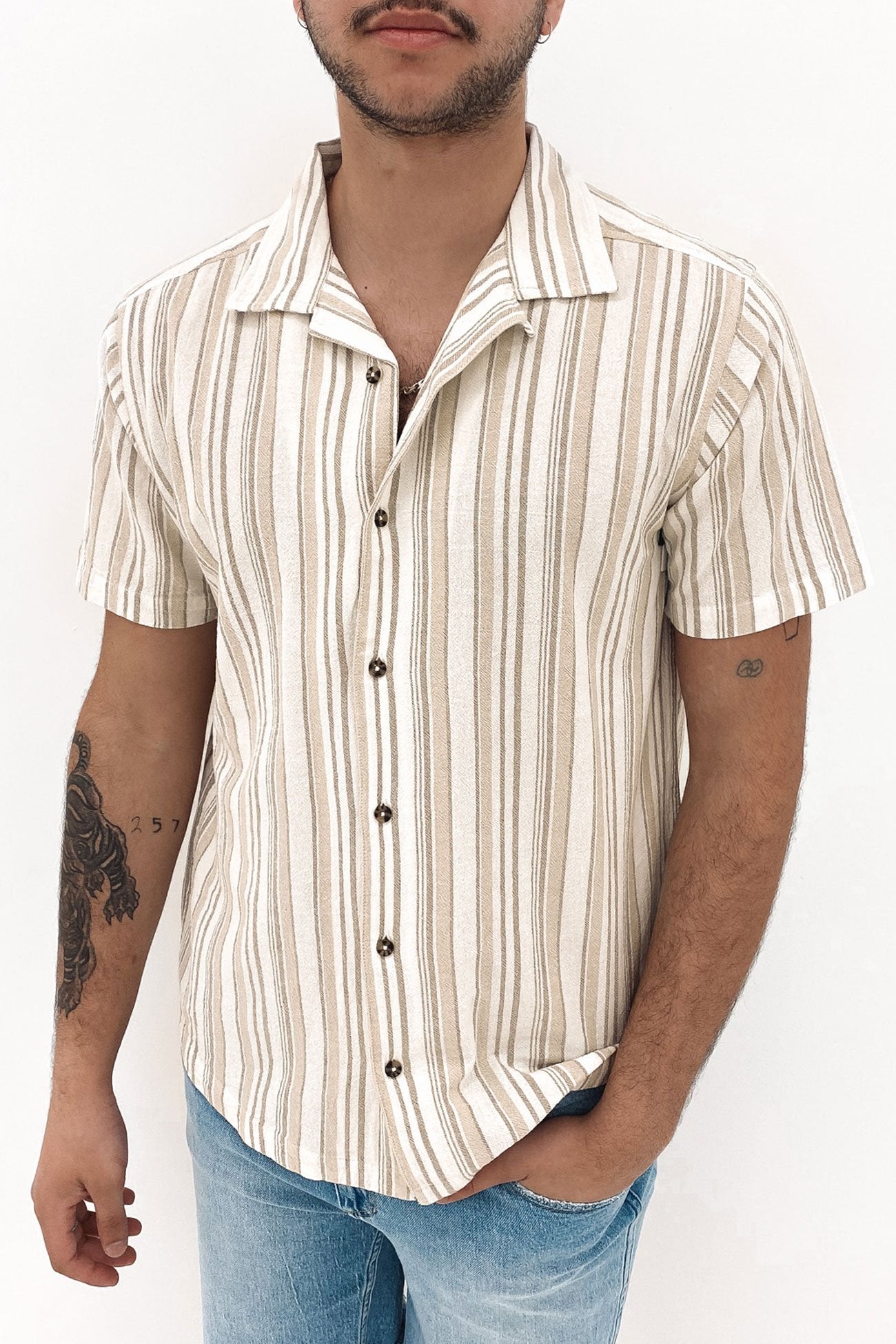 Beat Stripe Short Sleeve Shirt Natural