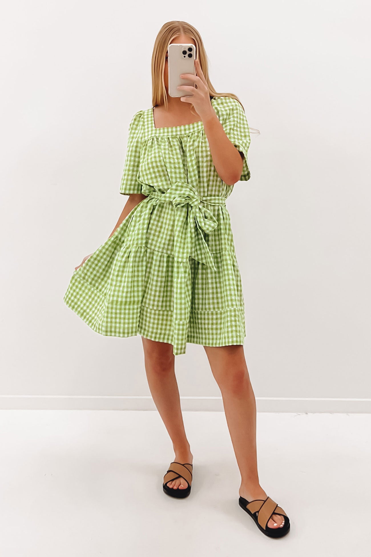 Bec Mini Dress Green Check