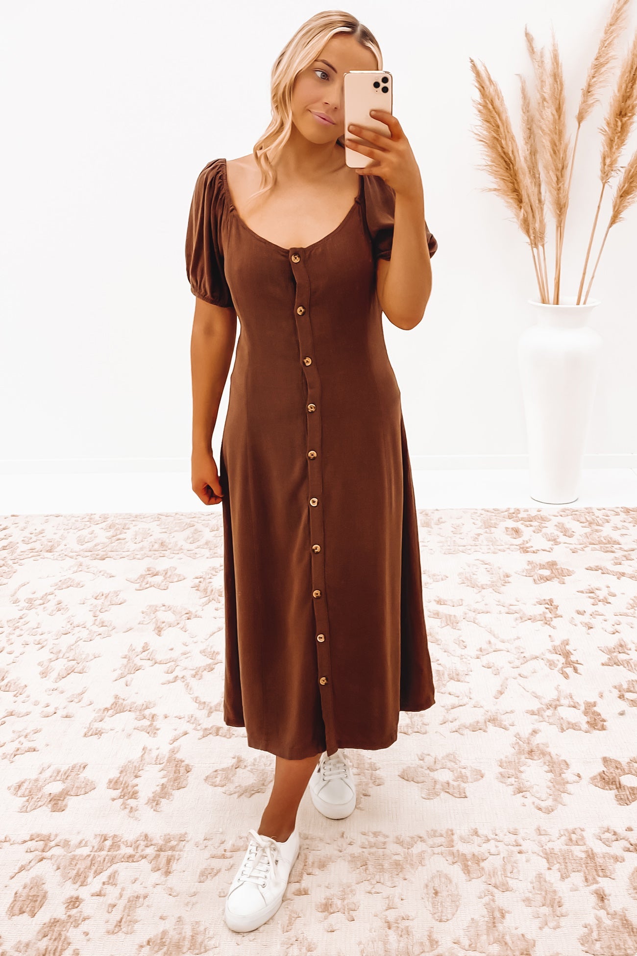 Bella Midi Dress Brown