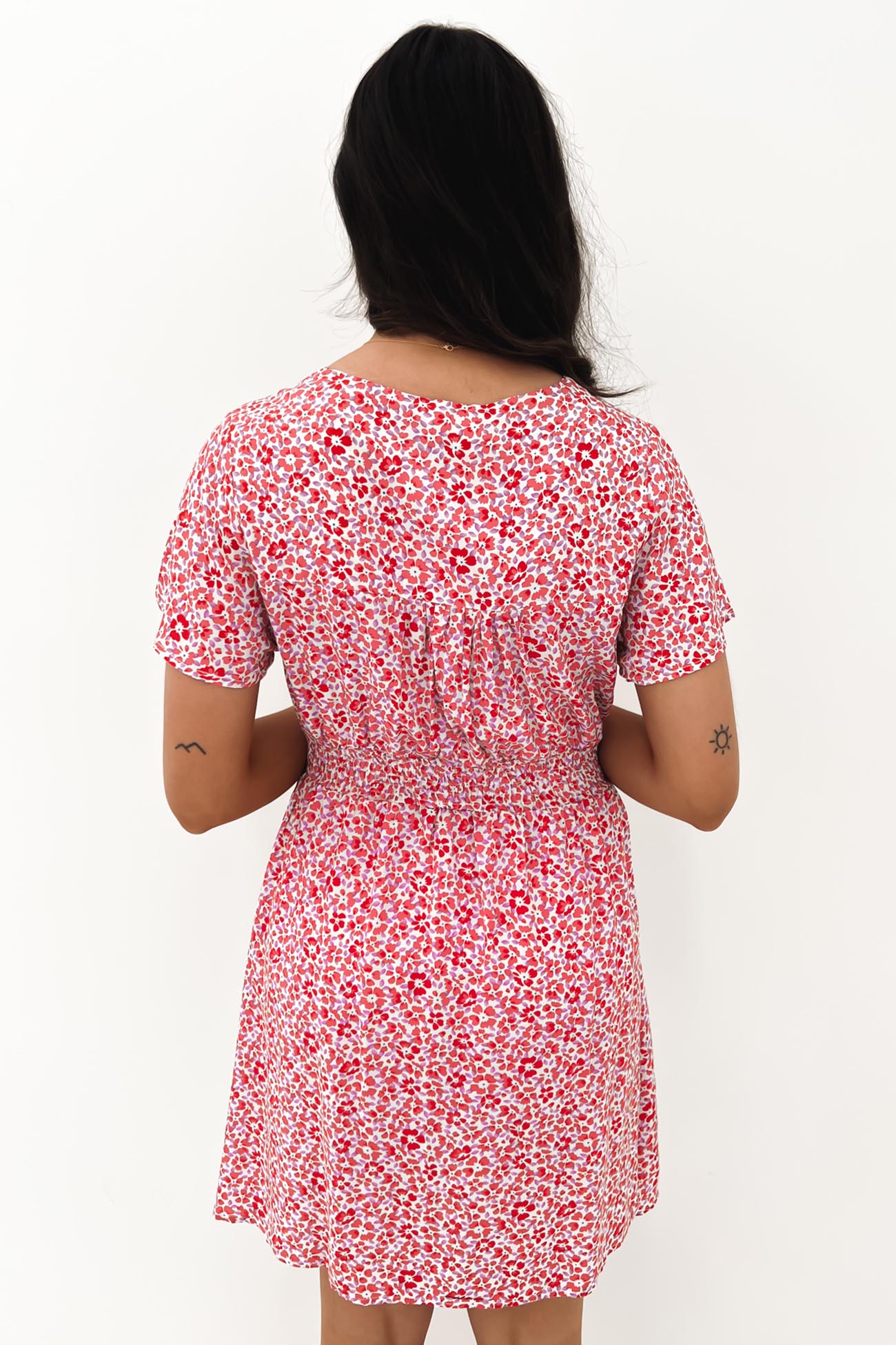 Bertie Mini Dress Red White Floral