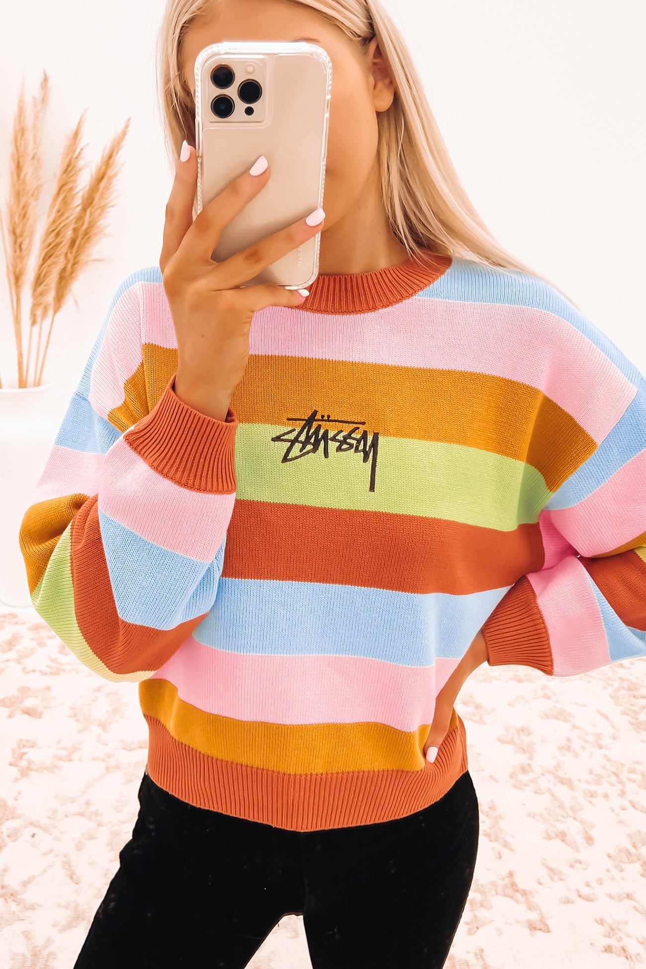 Bess Stripe Knit Jumper Melon