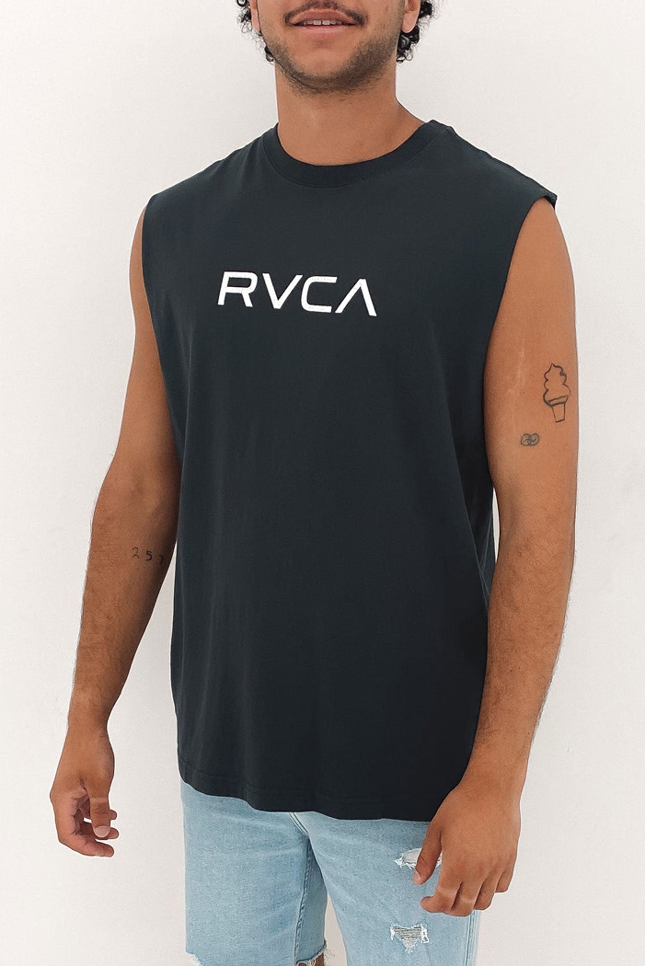 Big RVCA Washed Muscle Tee Black