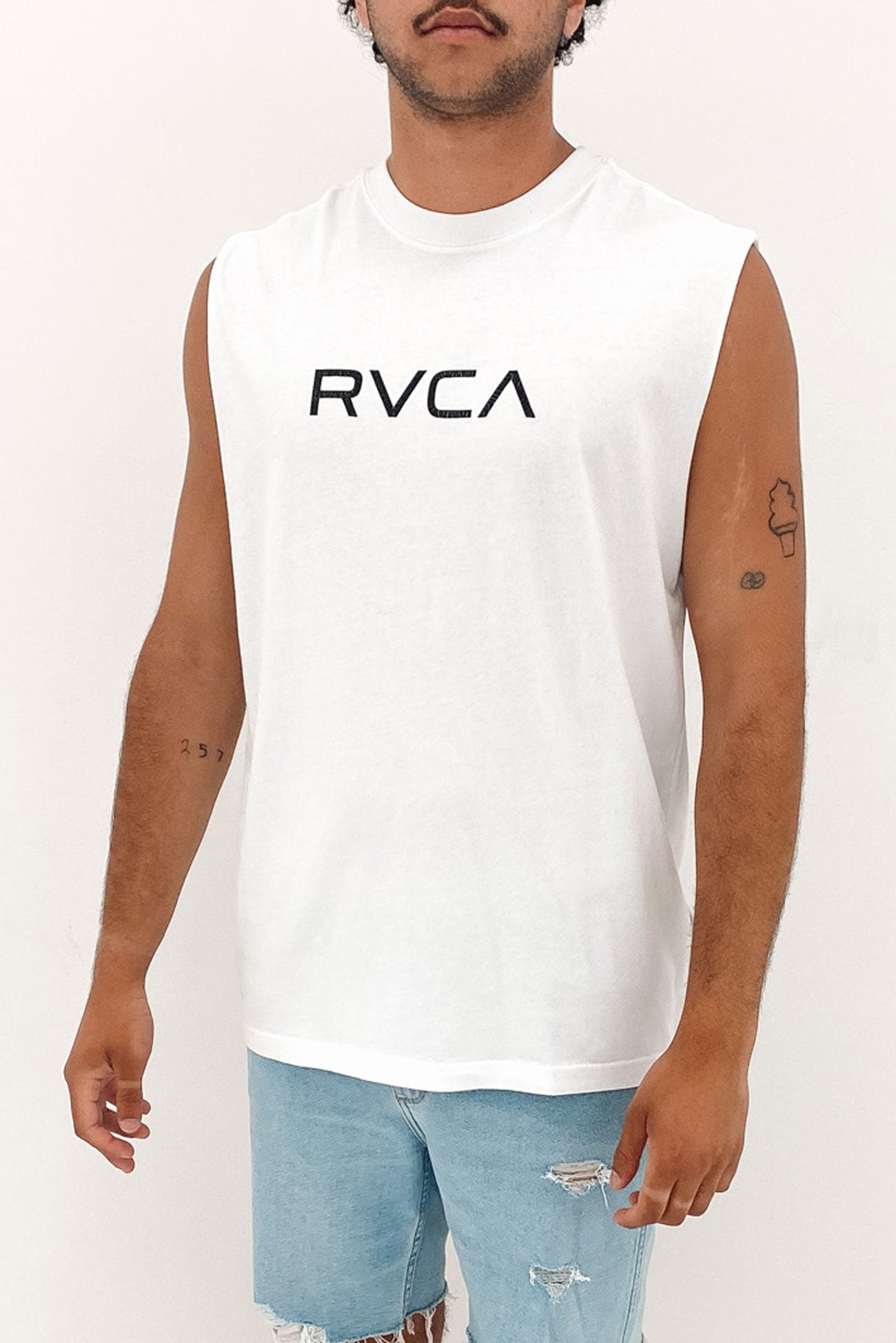 Big RVCA Washed Muscle Tee White