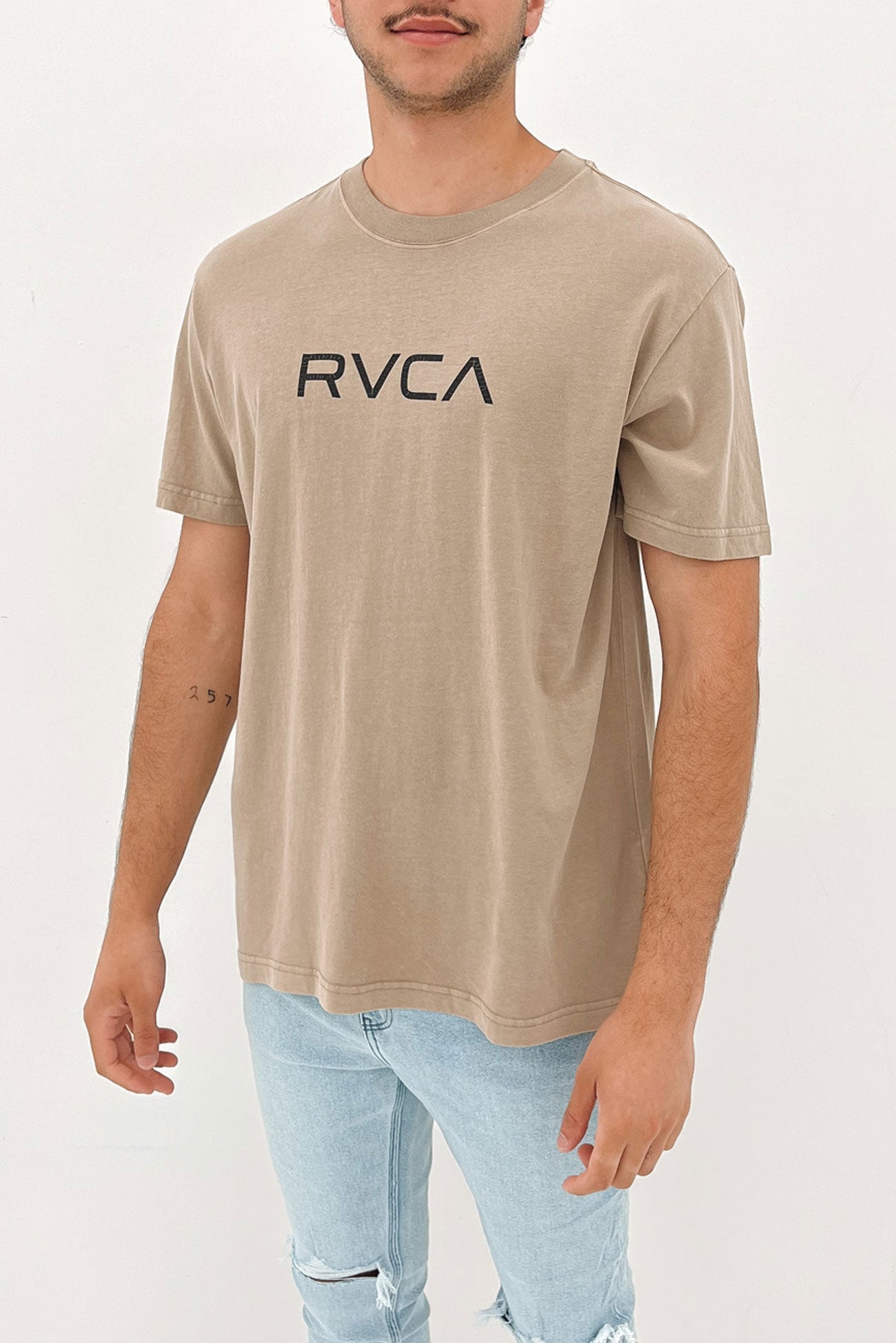 Big RVCA Washed Short Sleeve Tee Mushroom