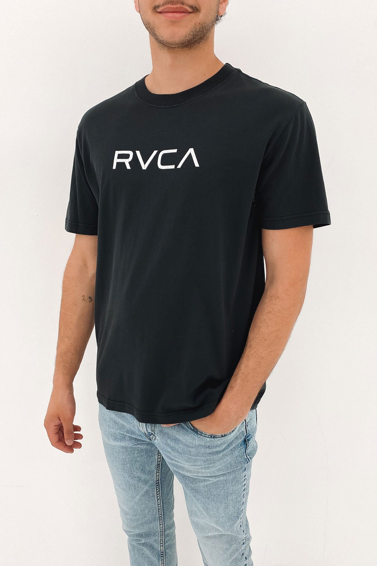 Big RVCA Washed Short Sleeve Tee RVCA Black